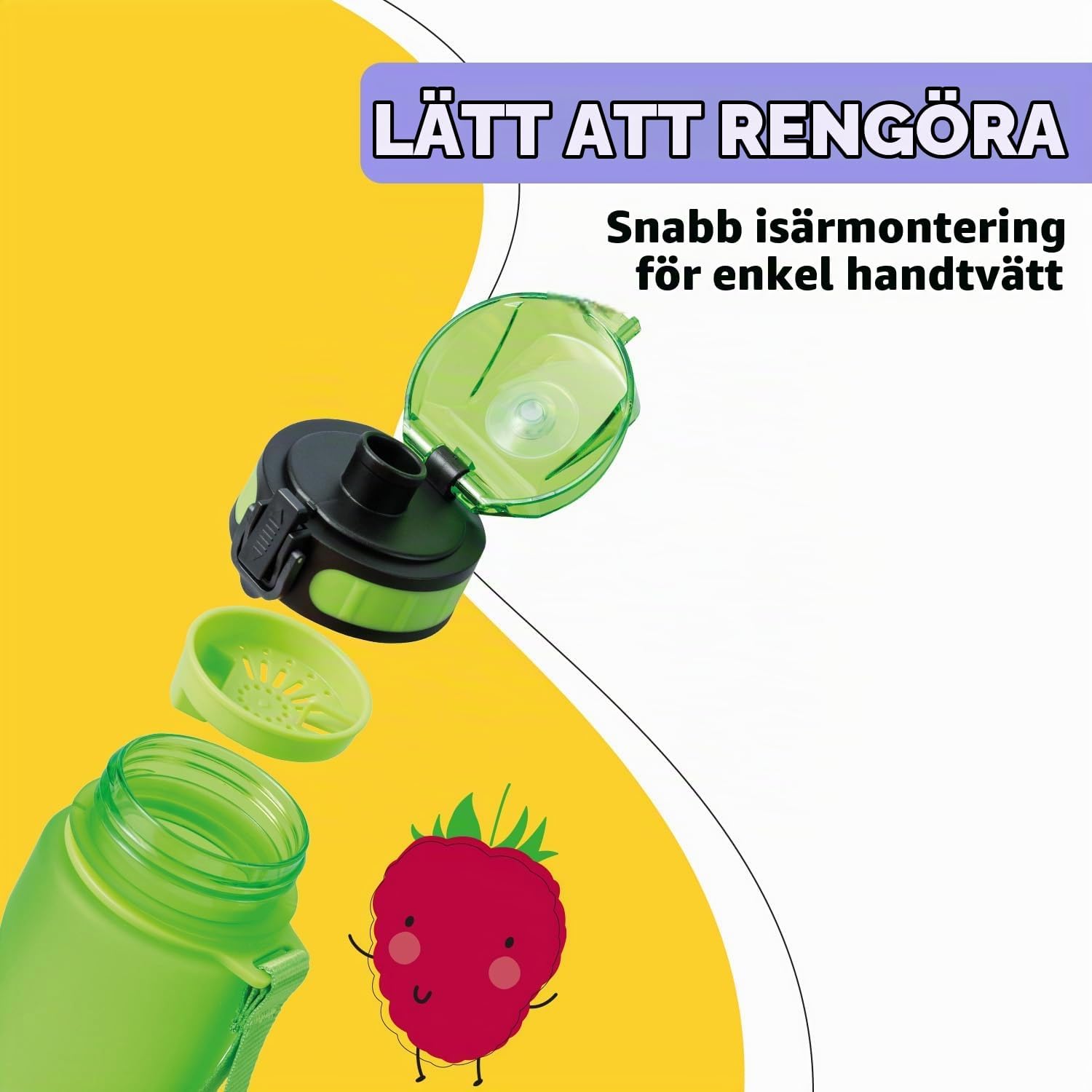 Thumbnail 6 de schmatzfatz Klarstein vattenflaska 500 ml, grön med fruktinsats och 1-klickslock