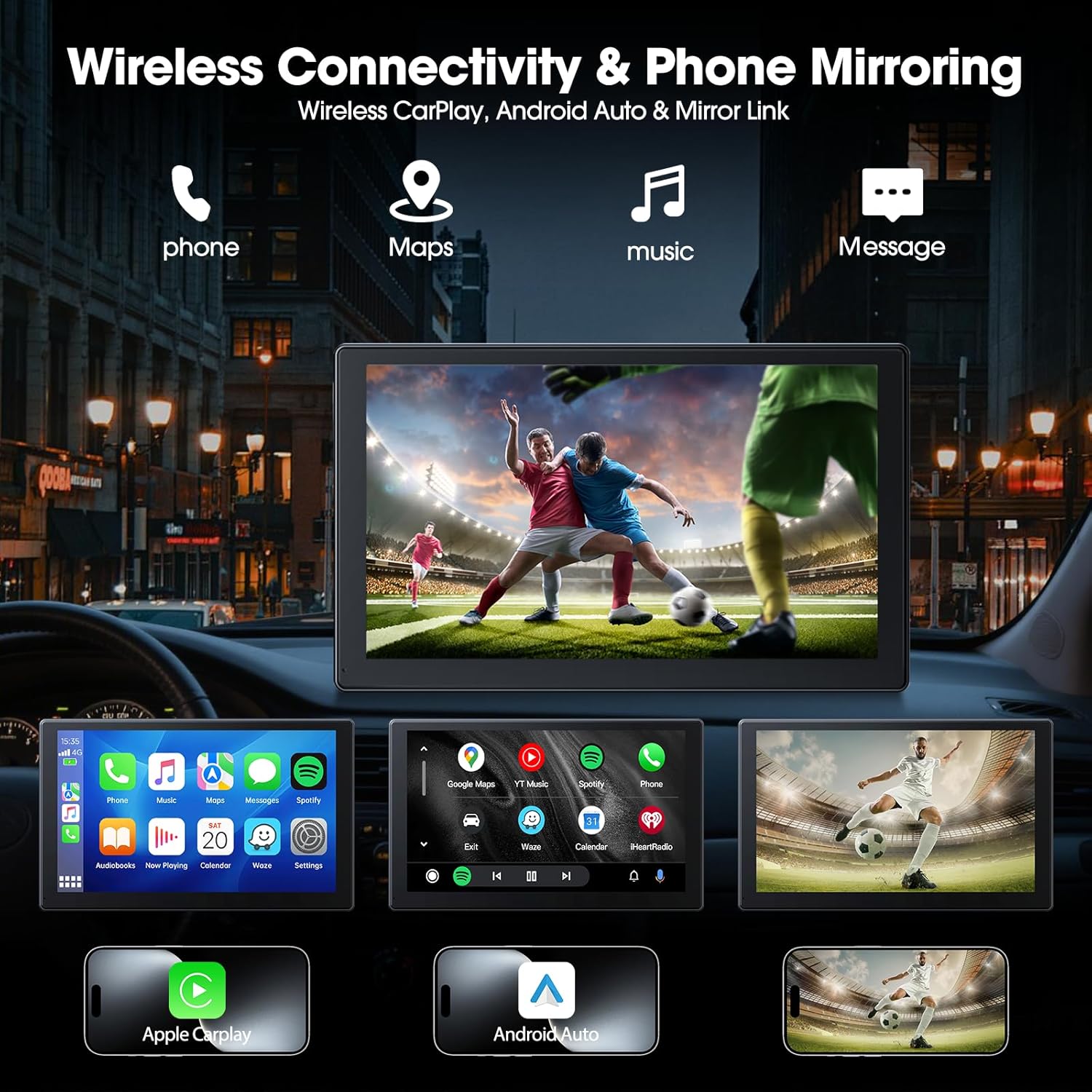 Thumbnail 4 de Volam 9" Wireless Carplay Screen with Dual Dash Cam and Backup Cam