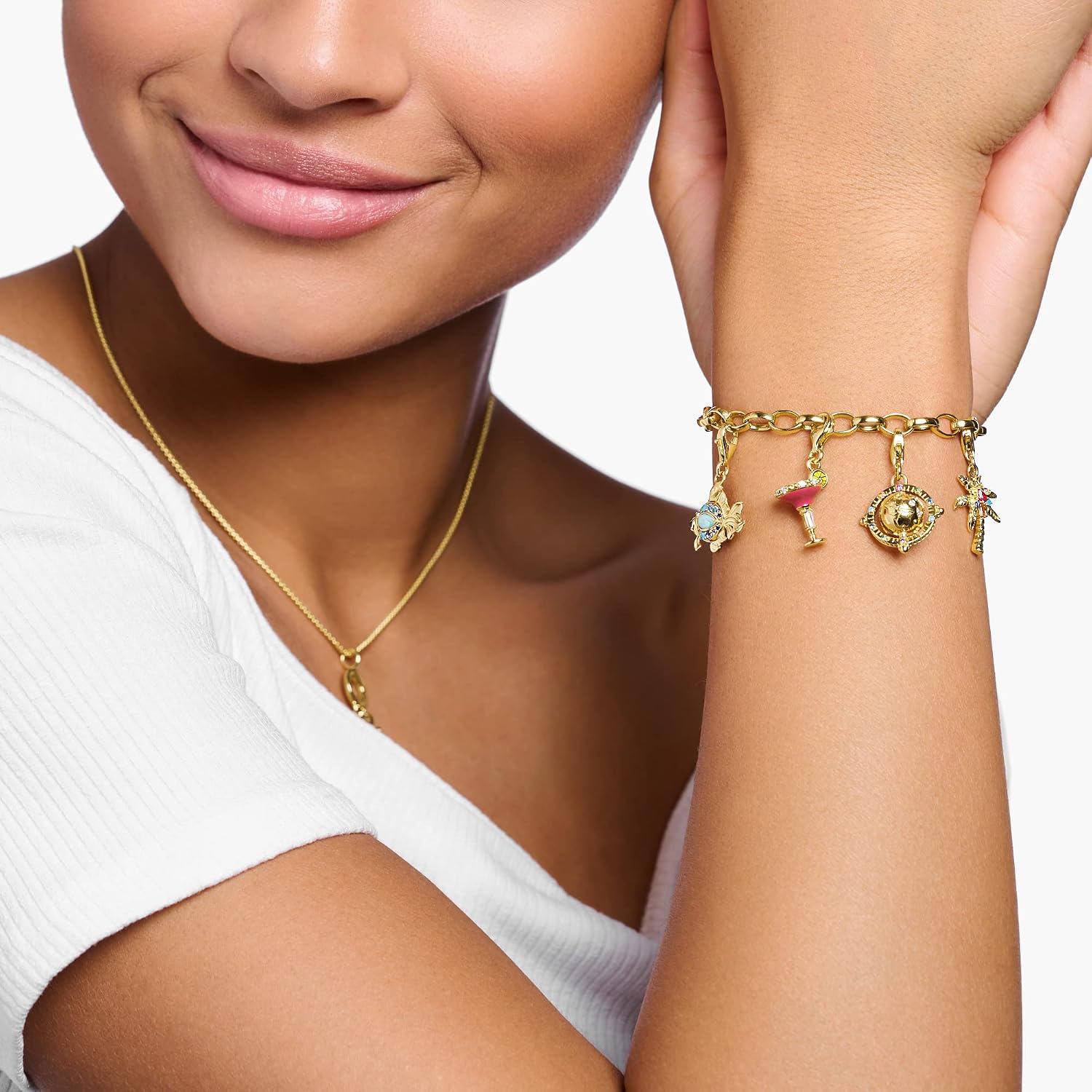 Detalle 2 de THOMAS SABO Charm-AnhĂ€nger Weltkugel vergoldet 750 đ