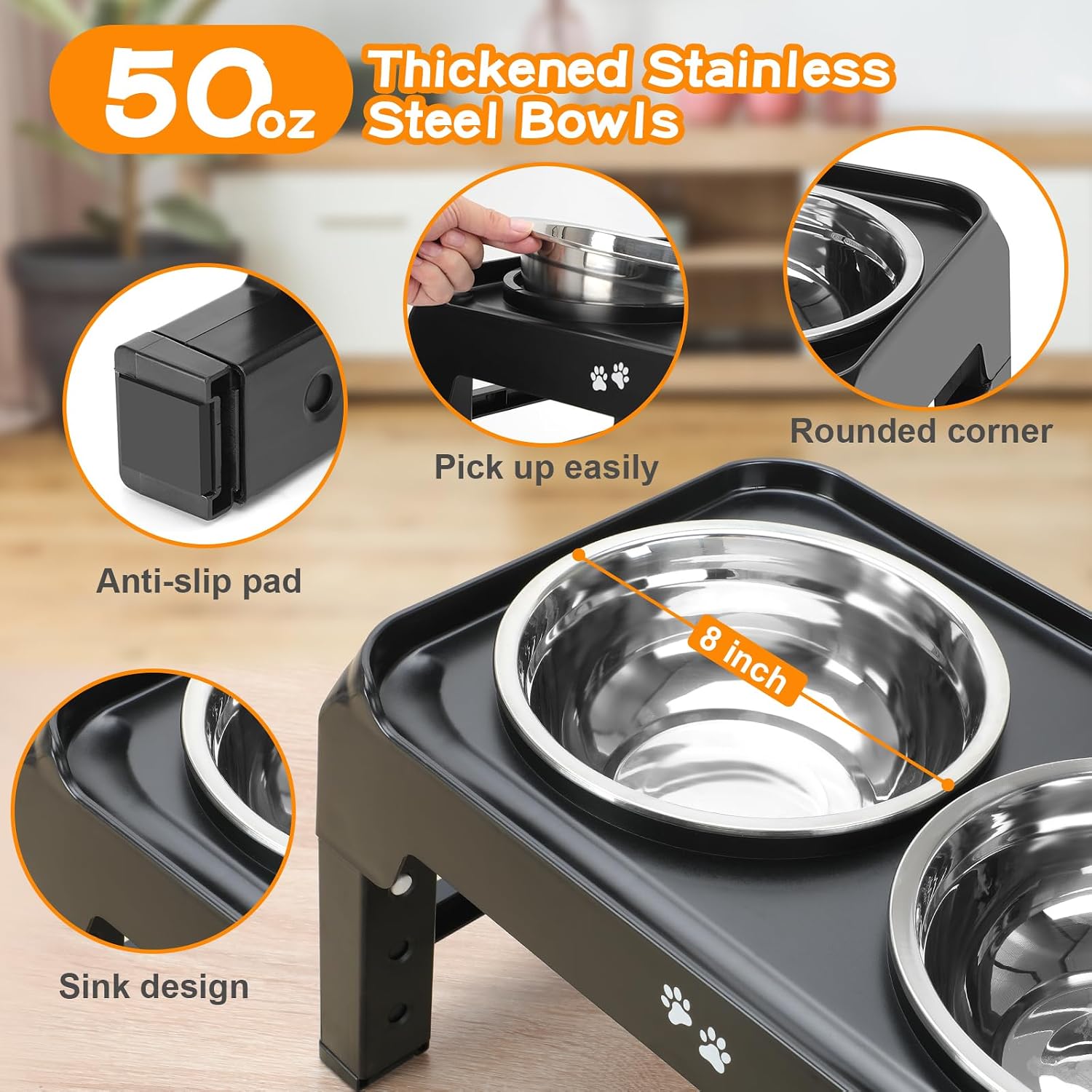 Detalle 2 de COMESOON DB-W01 Elevated Dog Bowls 4 Heights