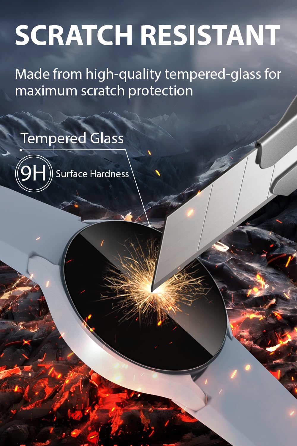 Detalle de Yaekea 4 Pack 40 mm Screen Protectors for Samsung Galaxy Watch 4/5/6/7/FE/8 — Anti-Fingerprint Tempered Glass