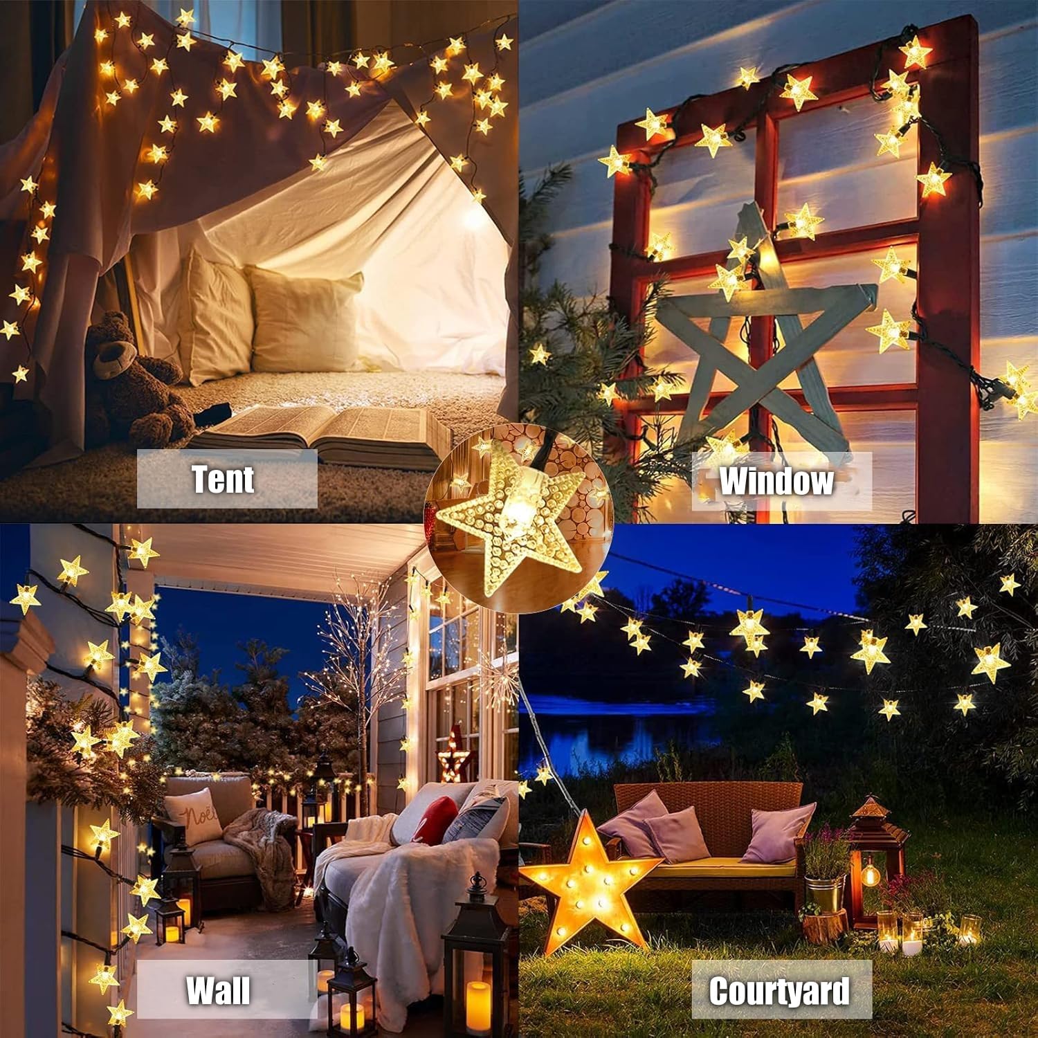 Thumbnail 3 de FANSIR Solar Garden Lights: 50 LED Star Fairy Lights with 8 Modes, 23ft Wire, IP65 Waterproof