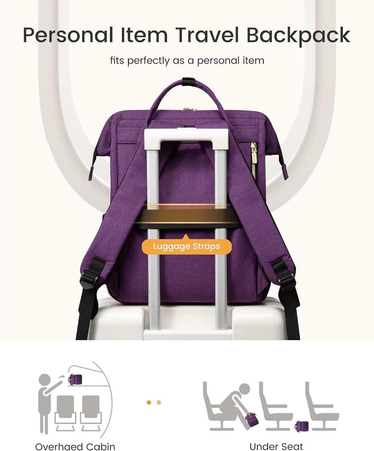 Thumbnail 6 de LOVEVOOK Women's Laptop Backpack with Giant Tumbler Holder – 15.6 inch, Waterproof, 2-Compartment Travel Bag