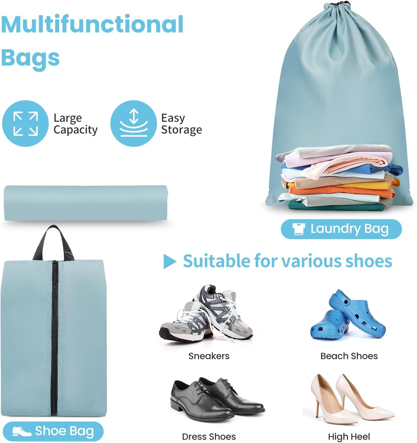 Detalle 2 de Prezon Packing Cubes for Suitcase 8 Set (Teal) – lightweight luggage organisers for travel