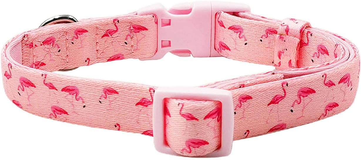 Thumbnail 1 de Olahibi Basic Dog Collar (Pink Flamingo) – polyester webbing padded with soft neoprene, S for small dogs