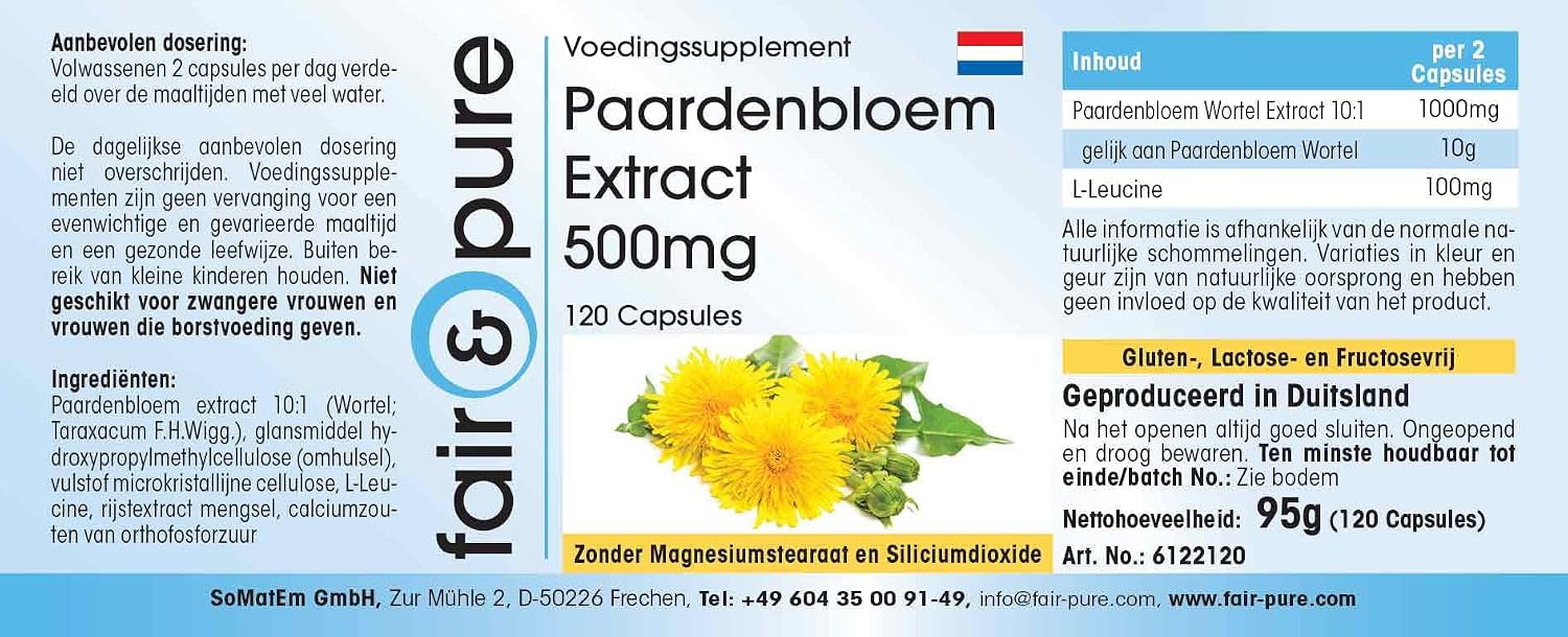 Thumbnail 6 de Fair & Pure Löwenzahn Extrakt 500mg – 120 Kapseln, hochdosiert 10:1, vegan, made in Deutschland