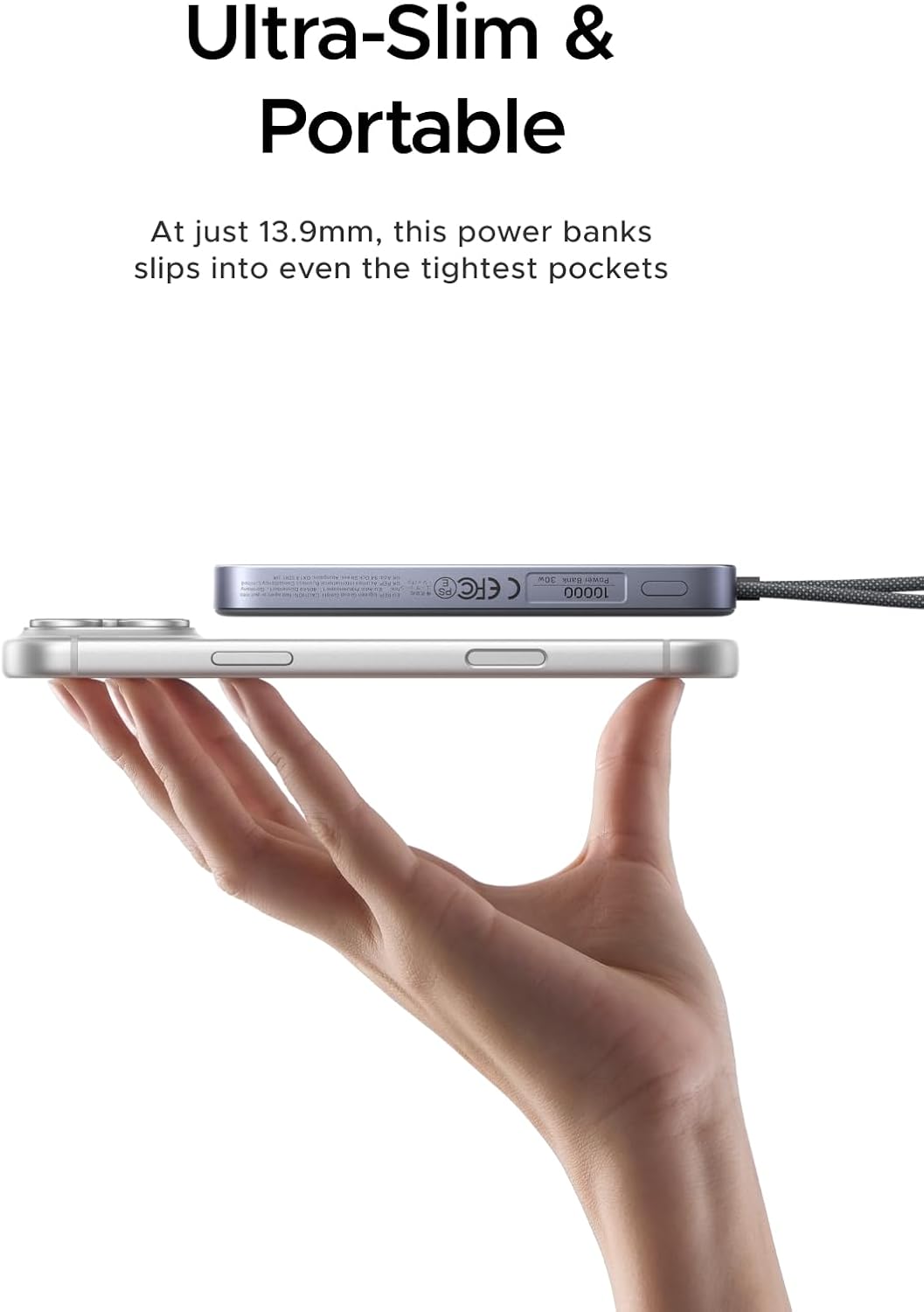 Thumbnail 3 de UGREEN Nexode Ultra-Slim 10000mAh Magnetic Power Bank (Qi2 15W) with Built-in Cable & PD 30W — MagSafe compatible, Black