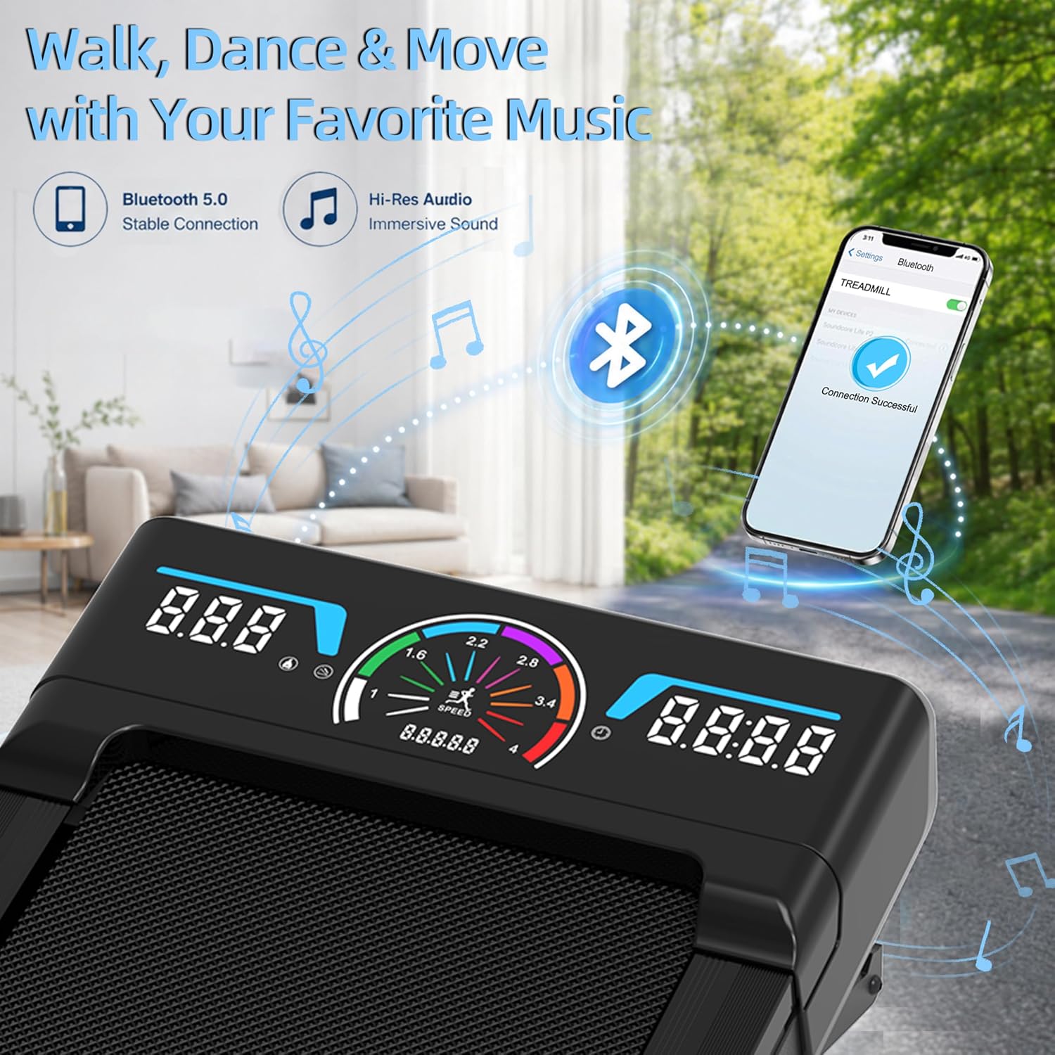 Detalle 2 de TRAILVIBER X01 Walking Pad Treadmill, 12% Auto Incline, Bluetooth Audio