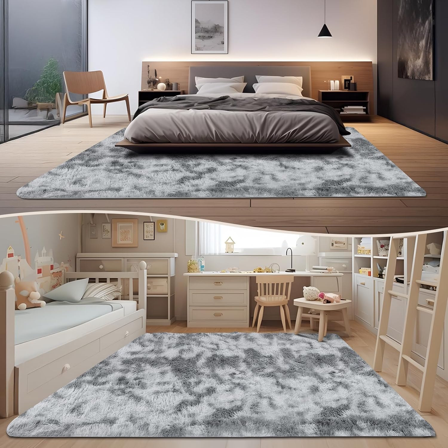 Thumbnail 6 de 160x230cm Grey Large Shaggy Rug