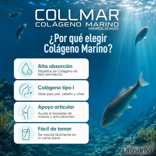 Thumbnail 4 de Drasanvi COLLMAR Colágeno Marino Hidrolizado con Ácido Hialurónico, Magnesio y Vitamina C | 300 g, sabor Limón