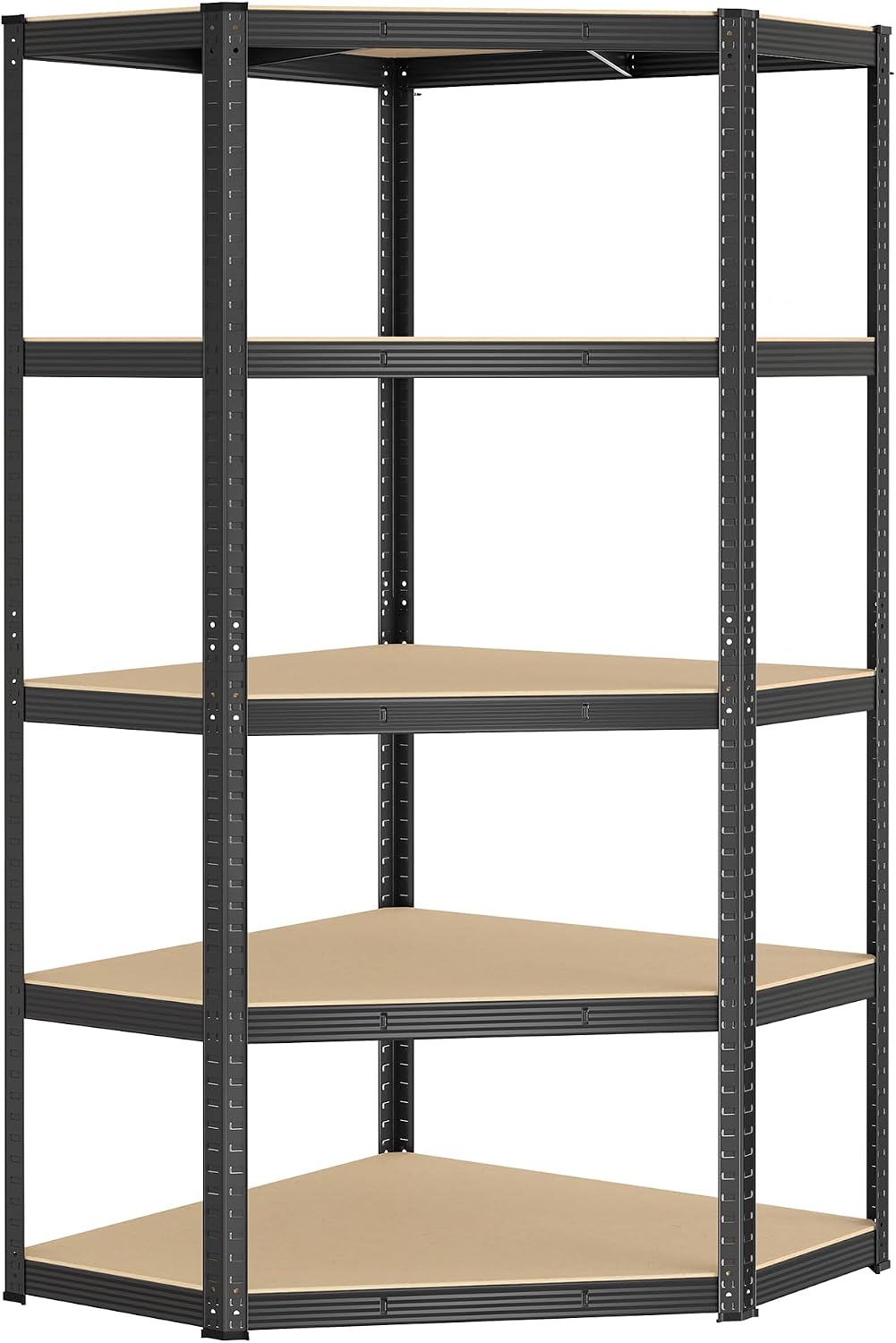 Detalle de SONGMICS GLR080B01 Scaffale angolare a 5 ripiani in acciaio, carichi fino a 875 kg (nero inchiostro e beige)
