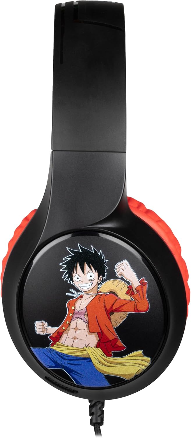 Detalle de Konix Cuffie da gioco cablate One Piece modello Luffy – comfort over-ear e jack 3,5 mm, 1,5 m di cavo