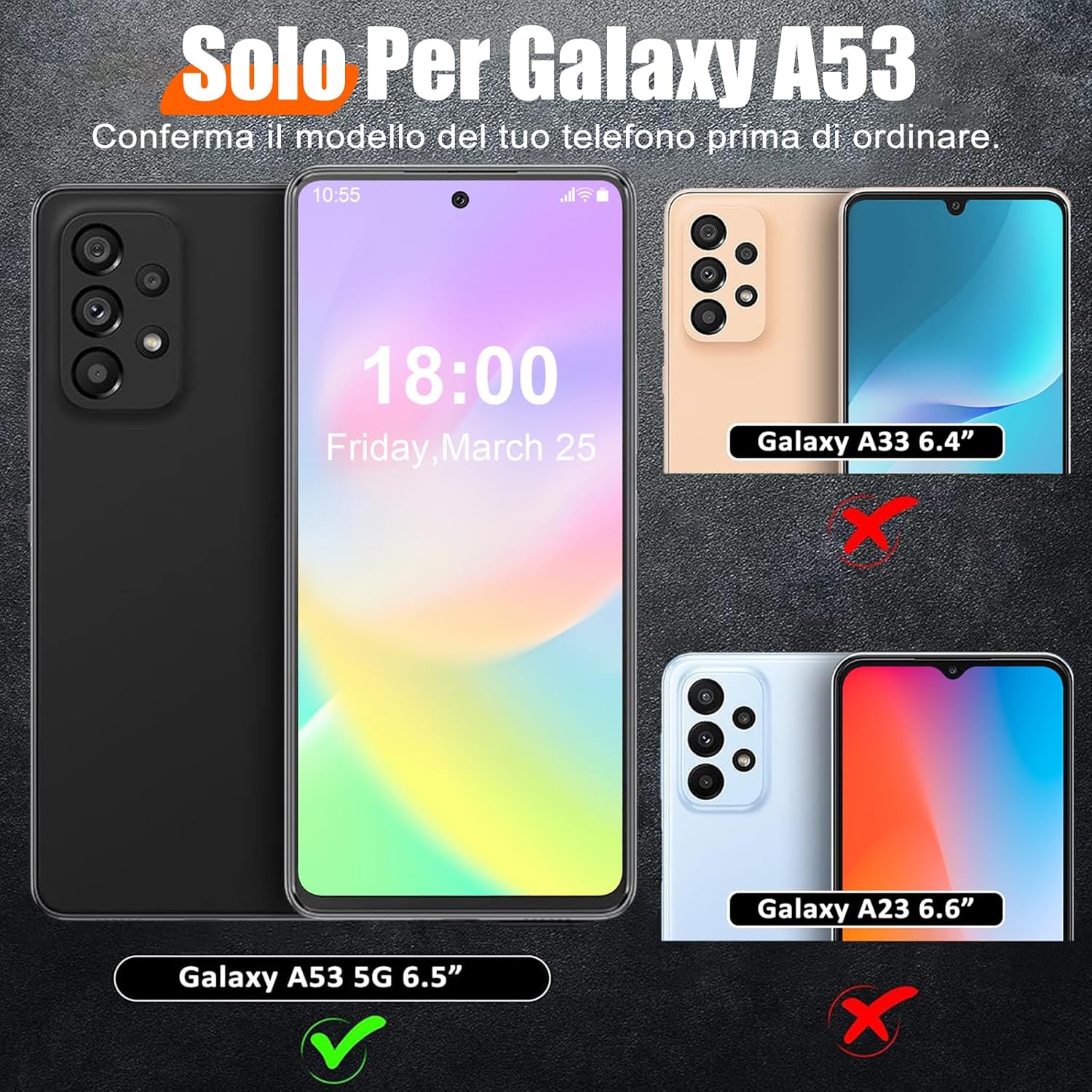 Thumbnail 6 de Giyer Cover per Samsung Galaxy A53 5G: custodia con vetro temperato, protezione militare e supporto rotante 360°