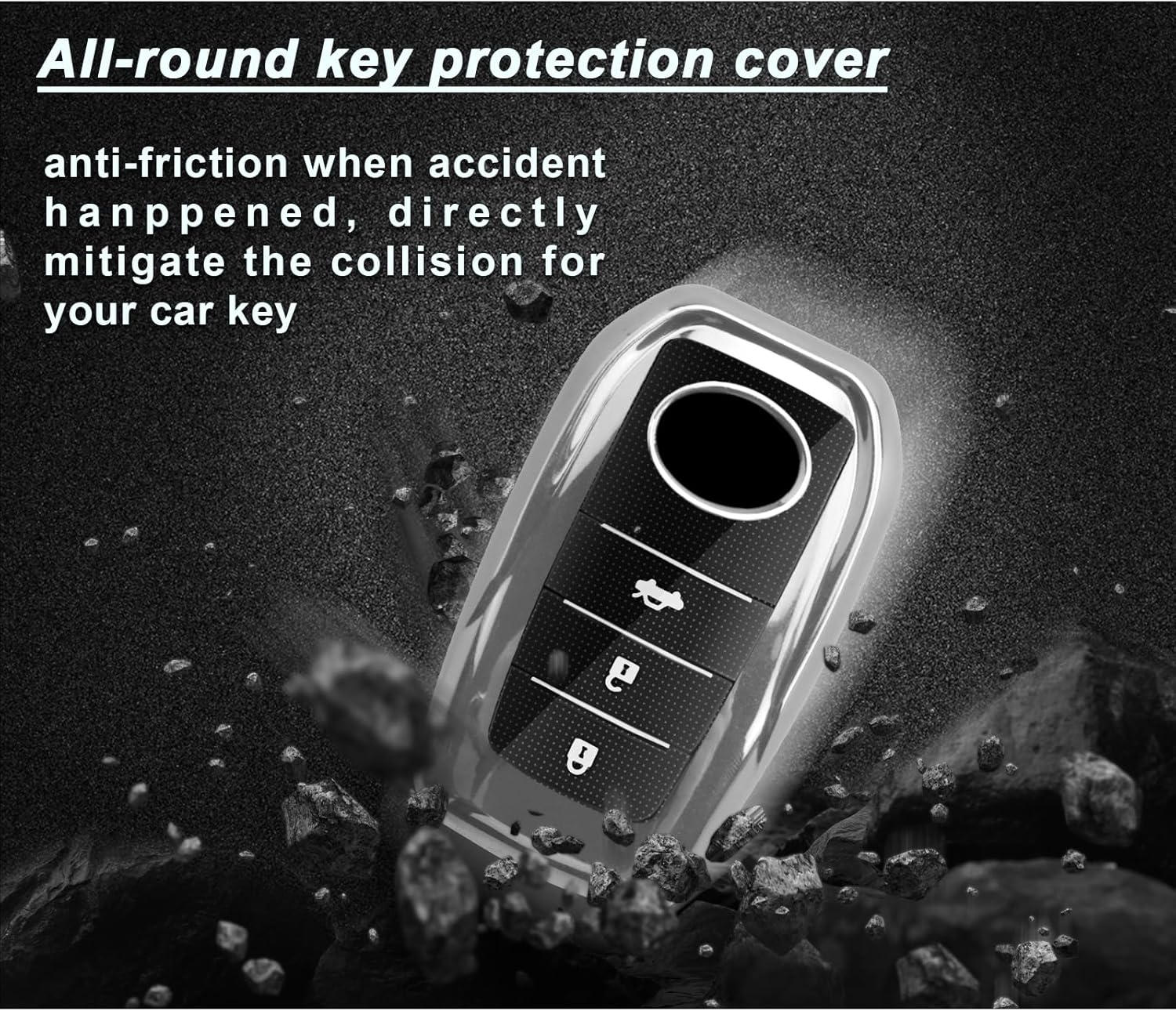 Detalle de LUWU TPU Key Case for Toyota C-HR 2024 & Yaris Cross (Silver) – 1:1 Fitting, Protective Car Key Cover