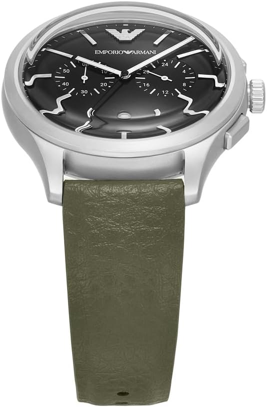 Detalle de Emporio Armani Uhr mit Chronograph und grünem Lederband