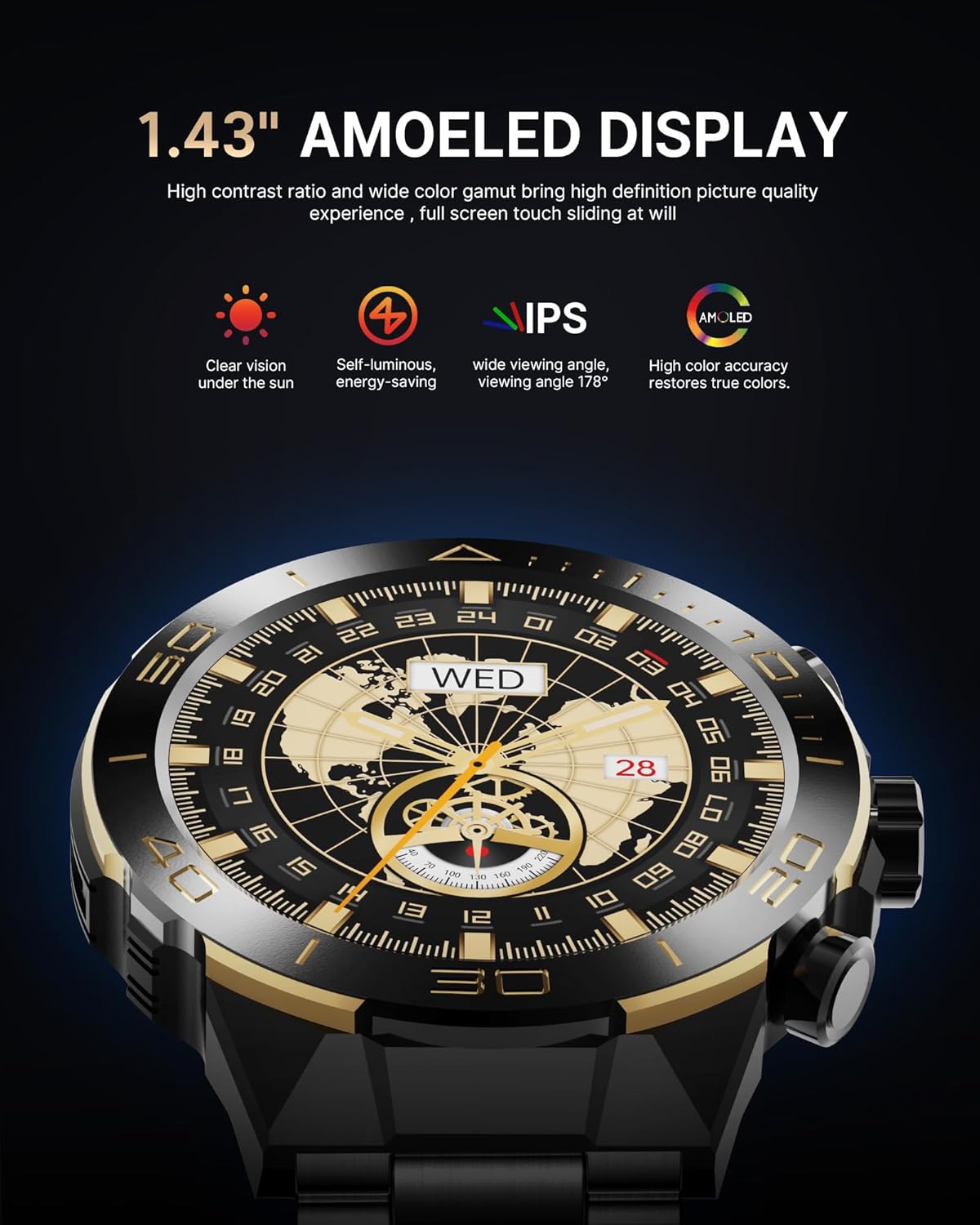 Thumbnail 3 de SOUYIE Smart Watch for Men with Bluetooth Calling and 1.43" AMOLED Display