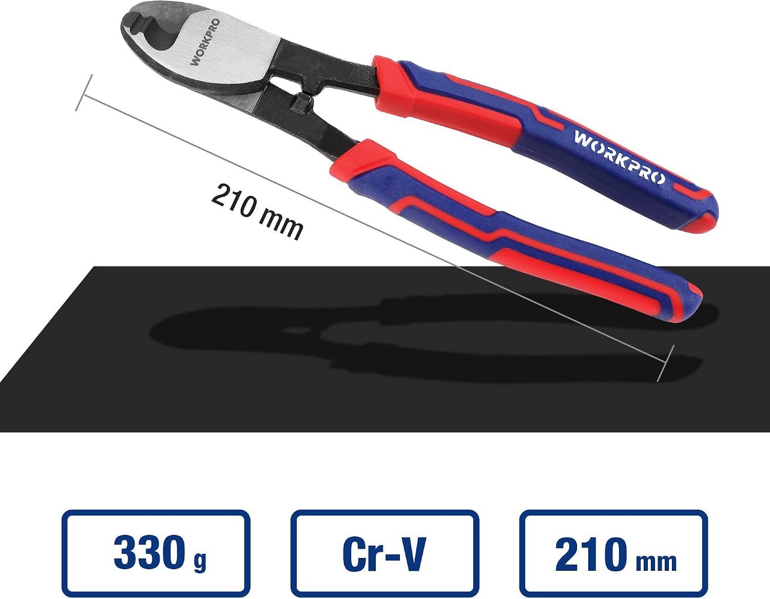 Detalle 2 de WORKPRO W015052AU kabelkniptang 210 mm voor koper- en aluminiumkabels