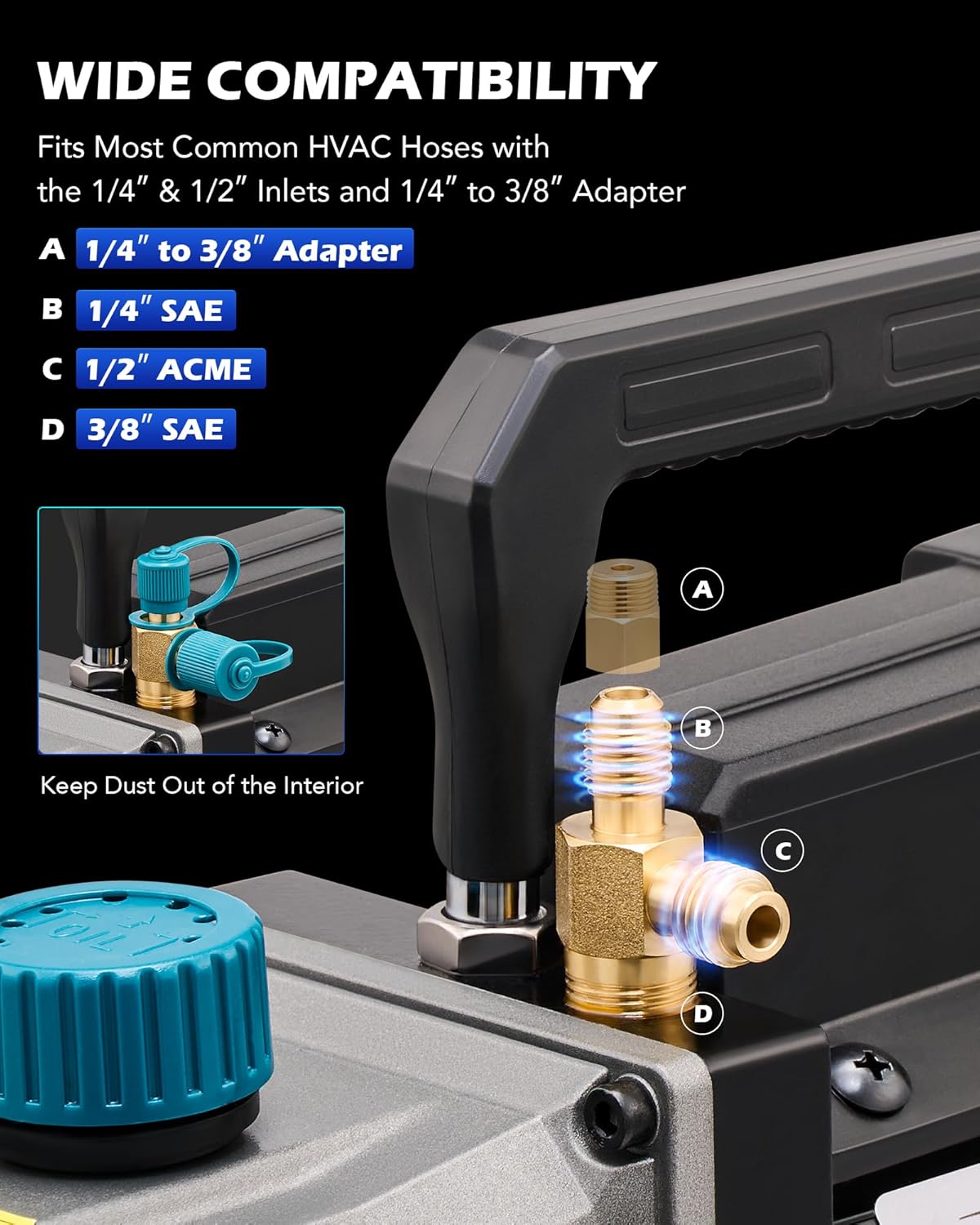 Thumbnail 6 de Orion Motor Tech 3.5 CFM Single-Stage Vacuum Pump Kit for HVAC & Auto AC