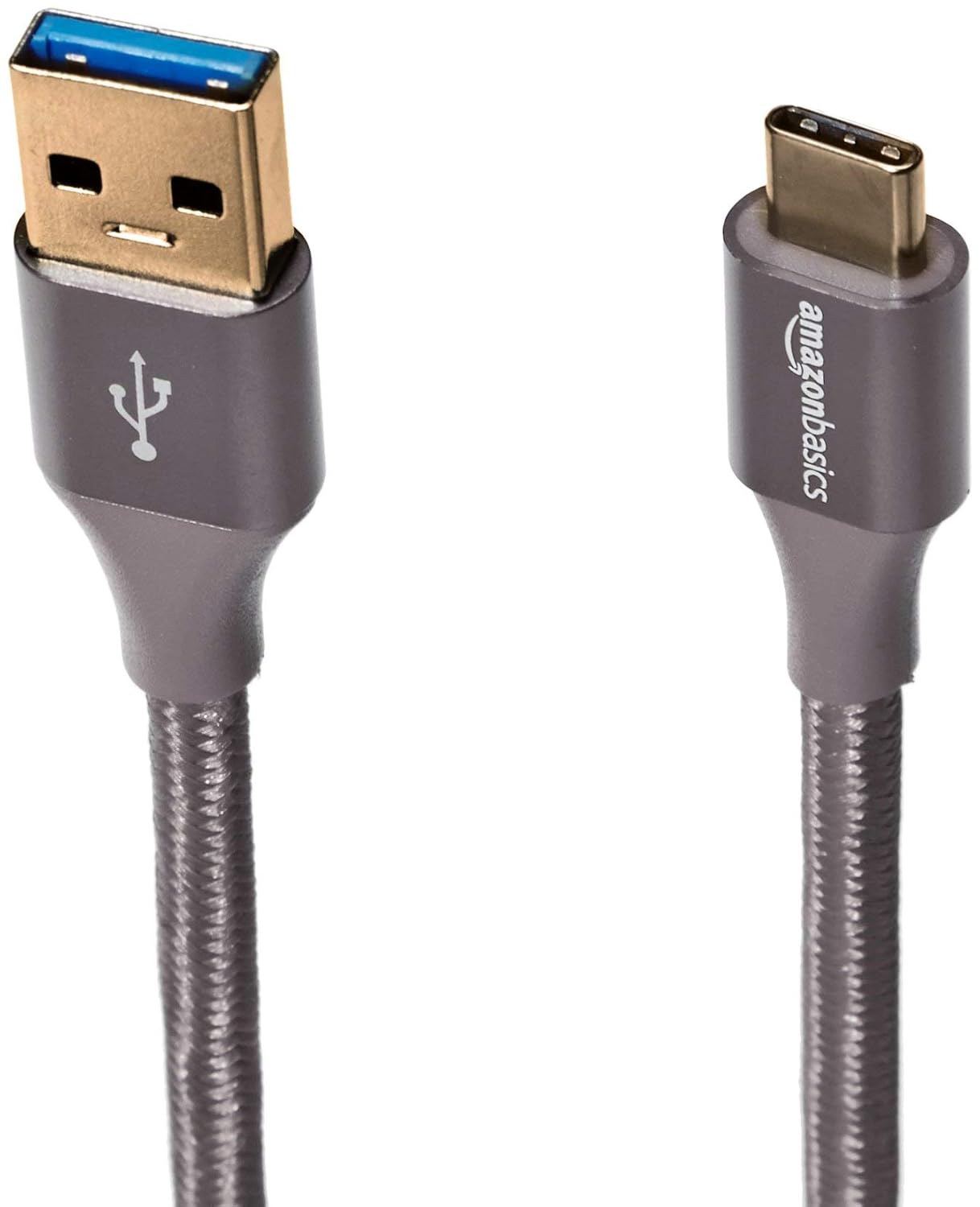 Detalle de Amazon Basics USB-C zu USB-A 3.1 Gen 1 Schnellladekabel, 3 m, geflochtenes Nylon, Dunkelgrau