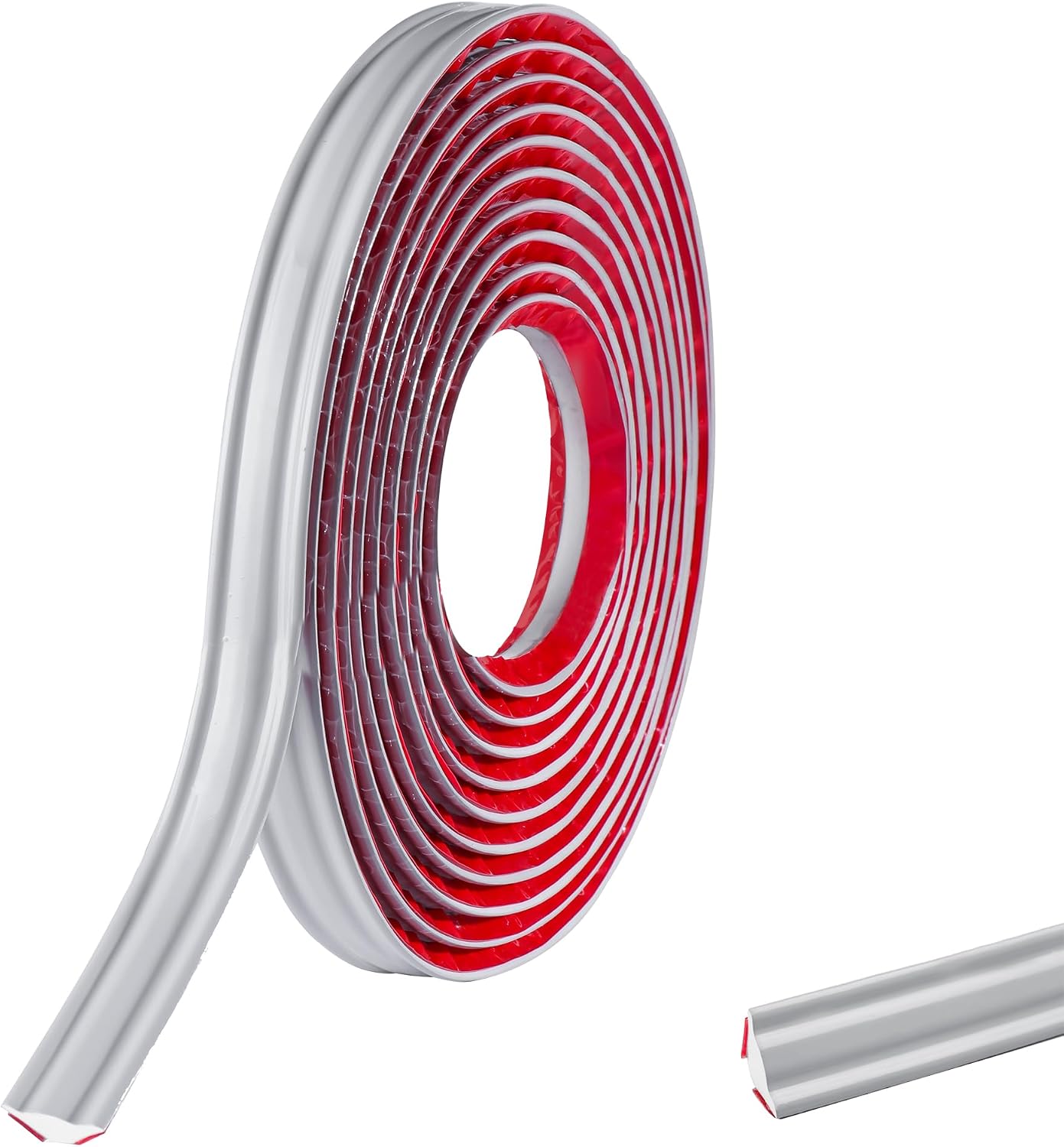 Detalle de Zayejod Qua908 zelfklevende PVC-hoekstrip, grijs, 3 m, 19 x 13 mm