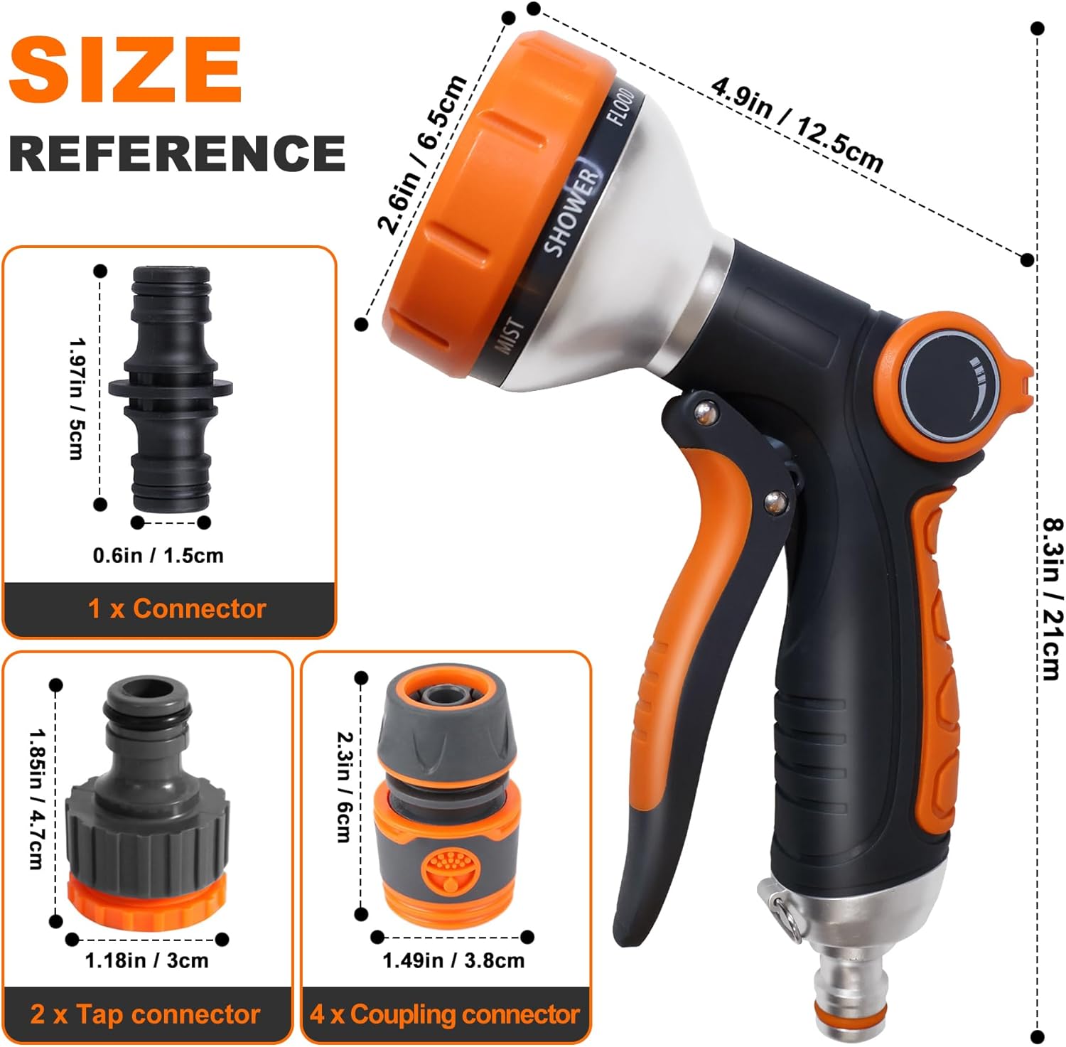 Thumbnail 2 de Laihur 8-Spray Hose Pipe Spray Gun & Garden Hose Connector Kit for Terraces, Courtyards and Car Cleaning