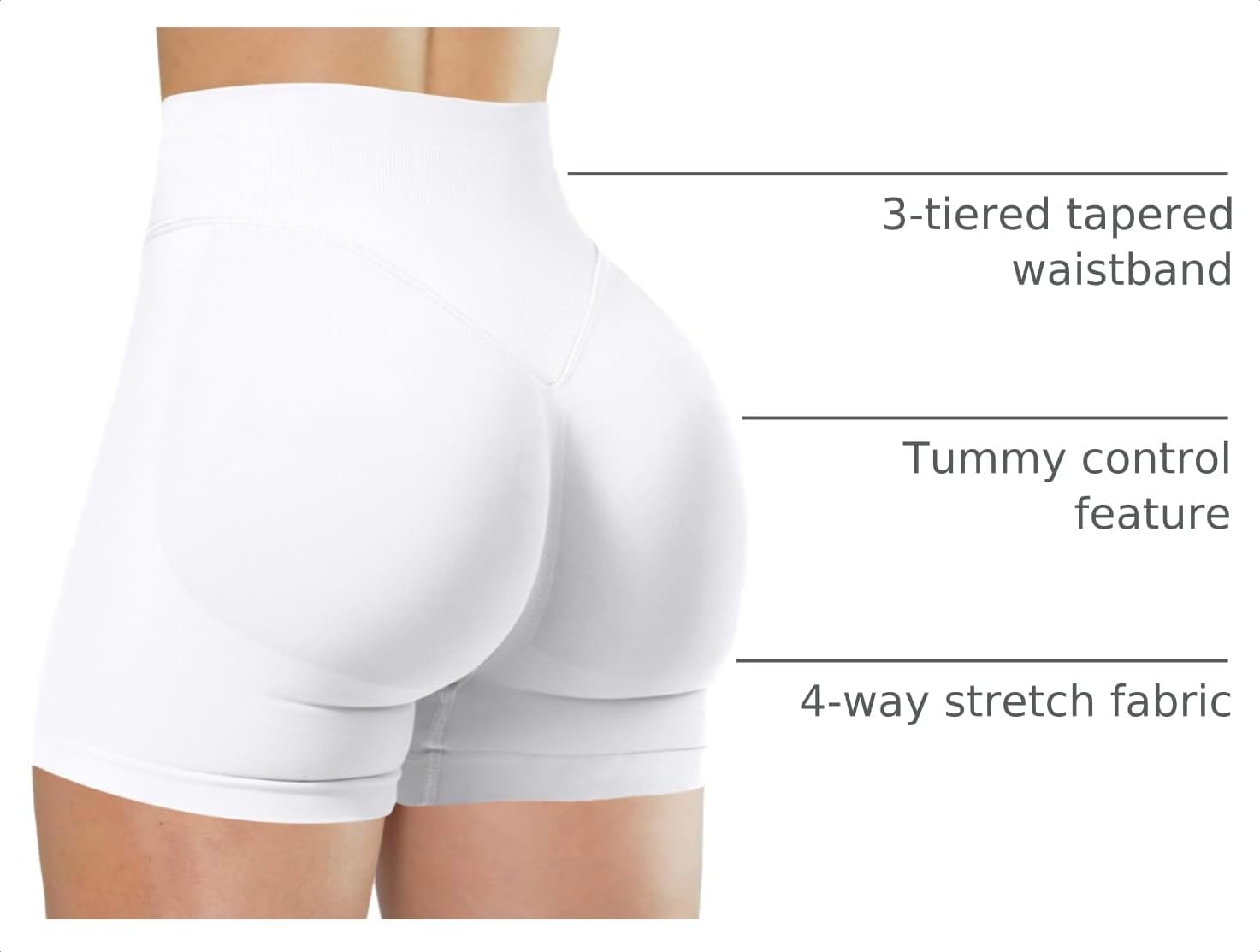 Detalle de Unthewe Seamless Scrunch Butt Lifting Workout Shorts (High-Waisted, Tummy Control)
