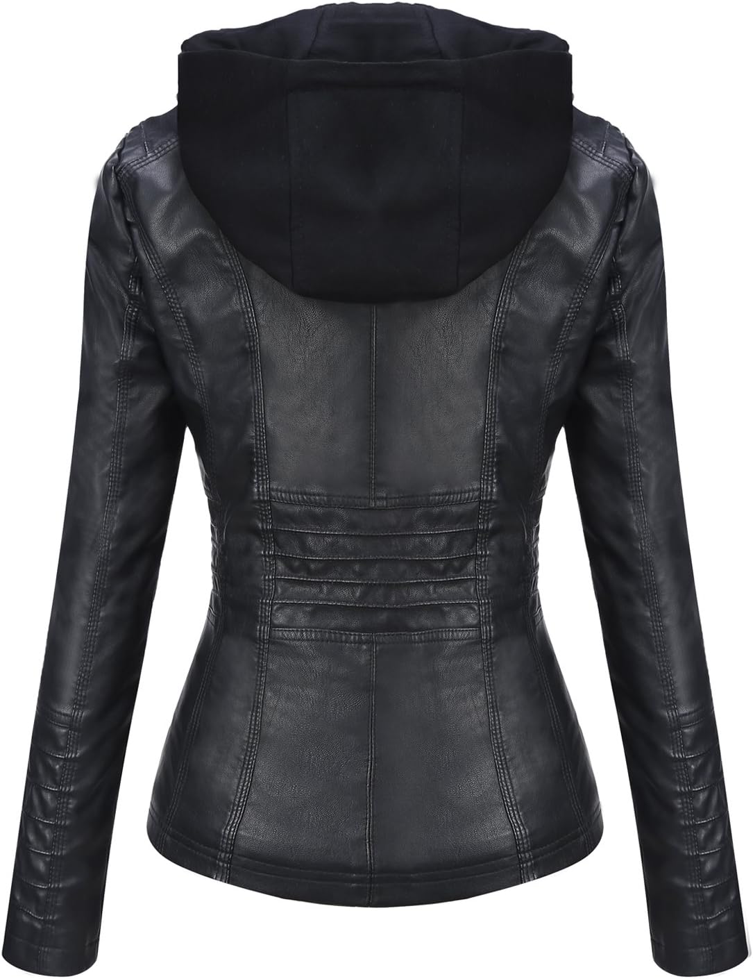 Detalle de Tanming Womens Faux Leather Jacket Hooded moto coat