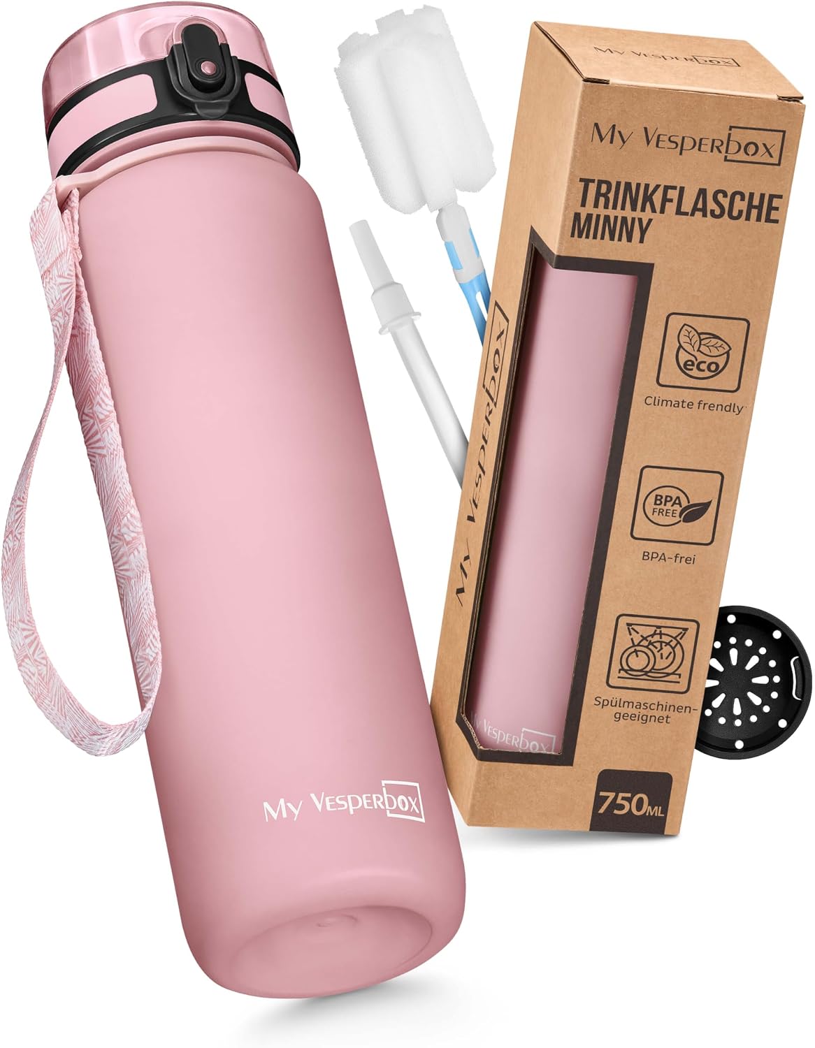 Detalle de My Vesperbox® Kinder-Trinkflasche 750 ml – auslaufsicher auch bei Kohlensäure, aus Tritan
