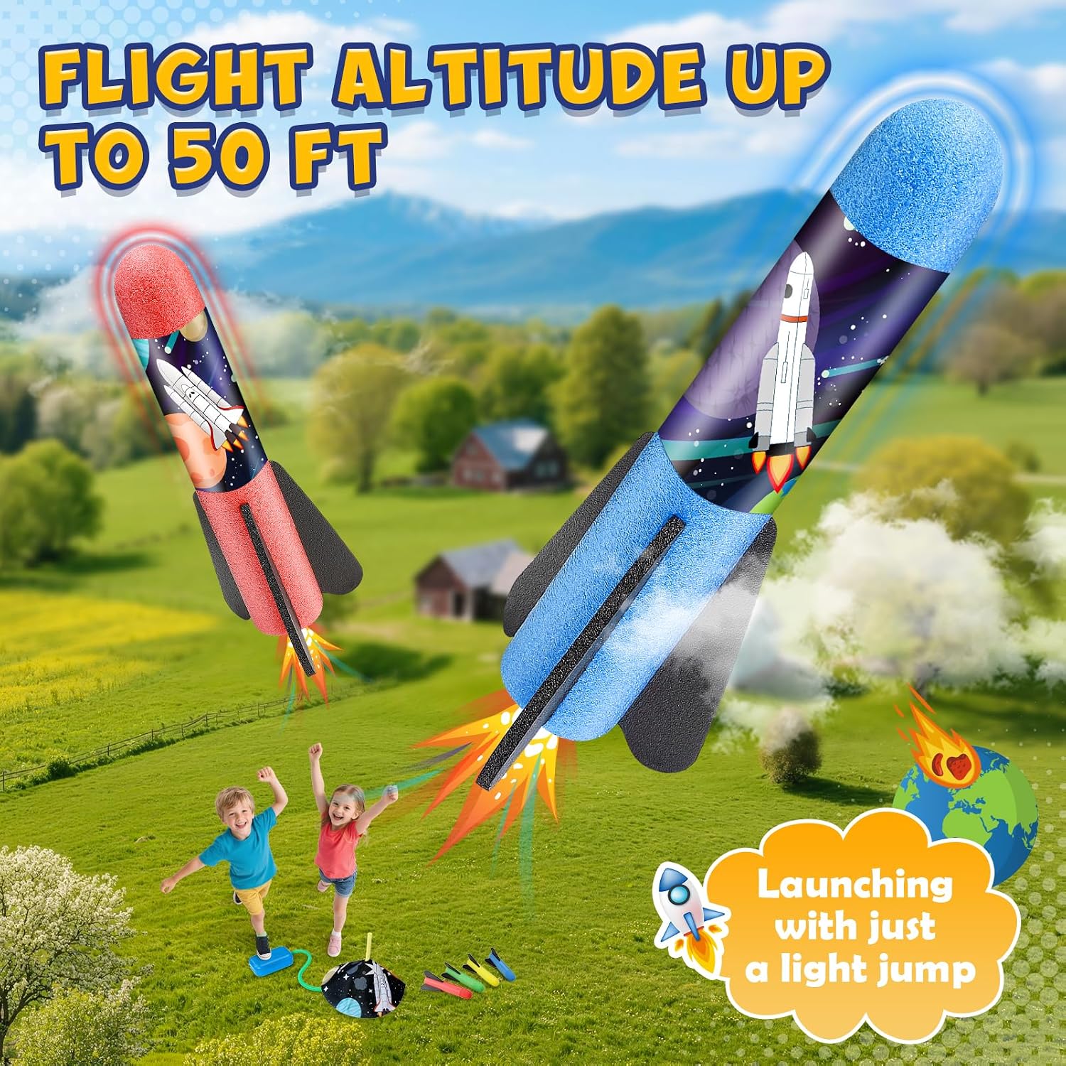 Thumbnail 3 de Anginne Rockets foam rocket launcher toy with adjustable launch angle (8 rockets) for kids 3–12