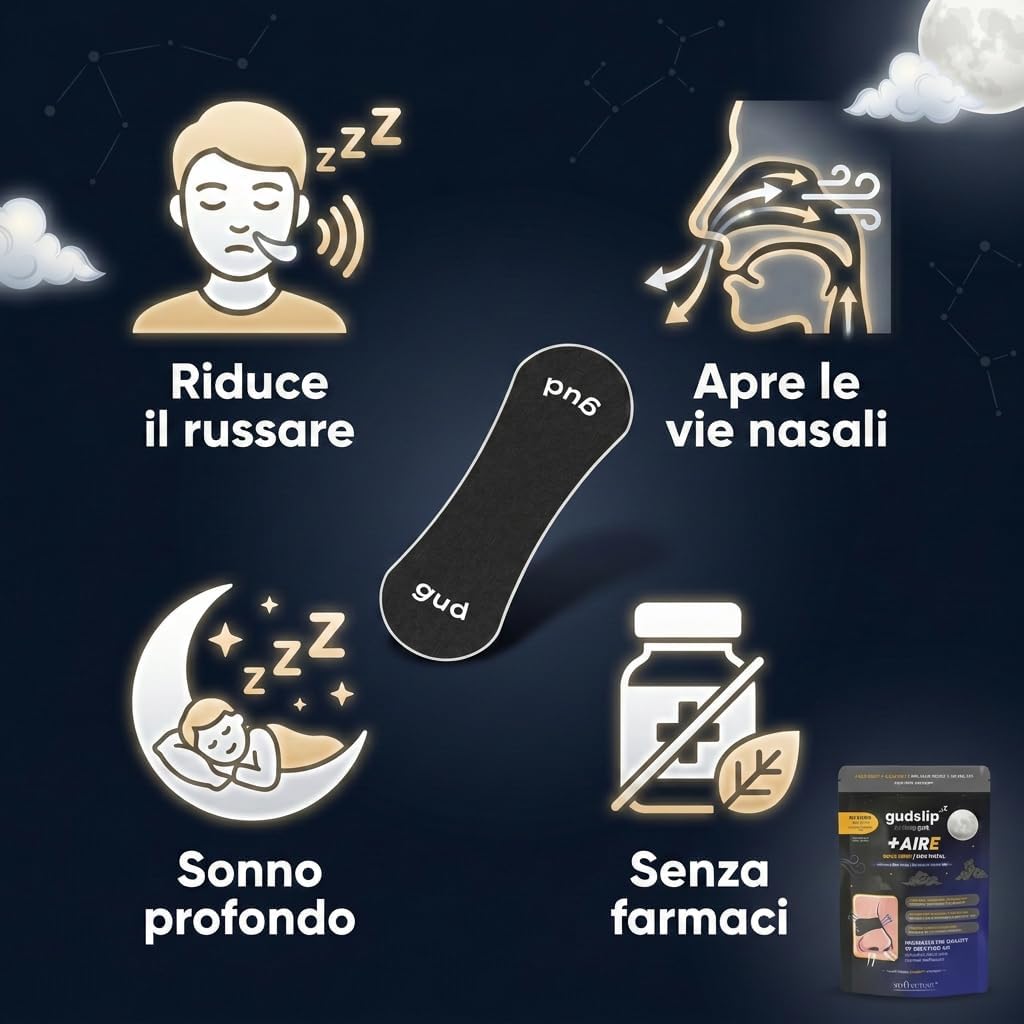 Thumbnail 1 de GudSlip® Cerotti Nasali Antirussamento (30+6) – Respirazione Migliore per Notte Profonda e Attività Fisica
