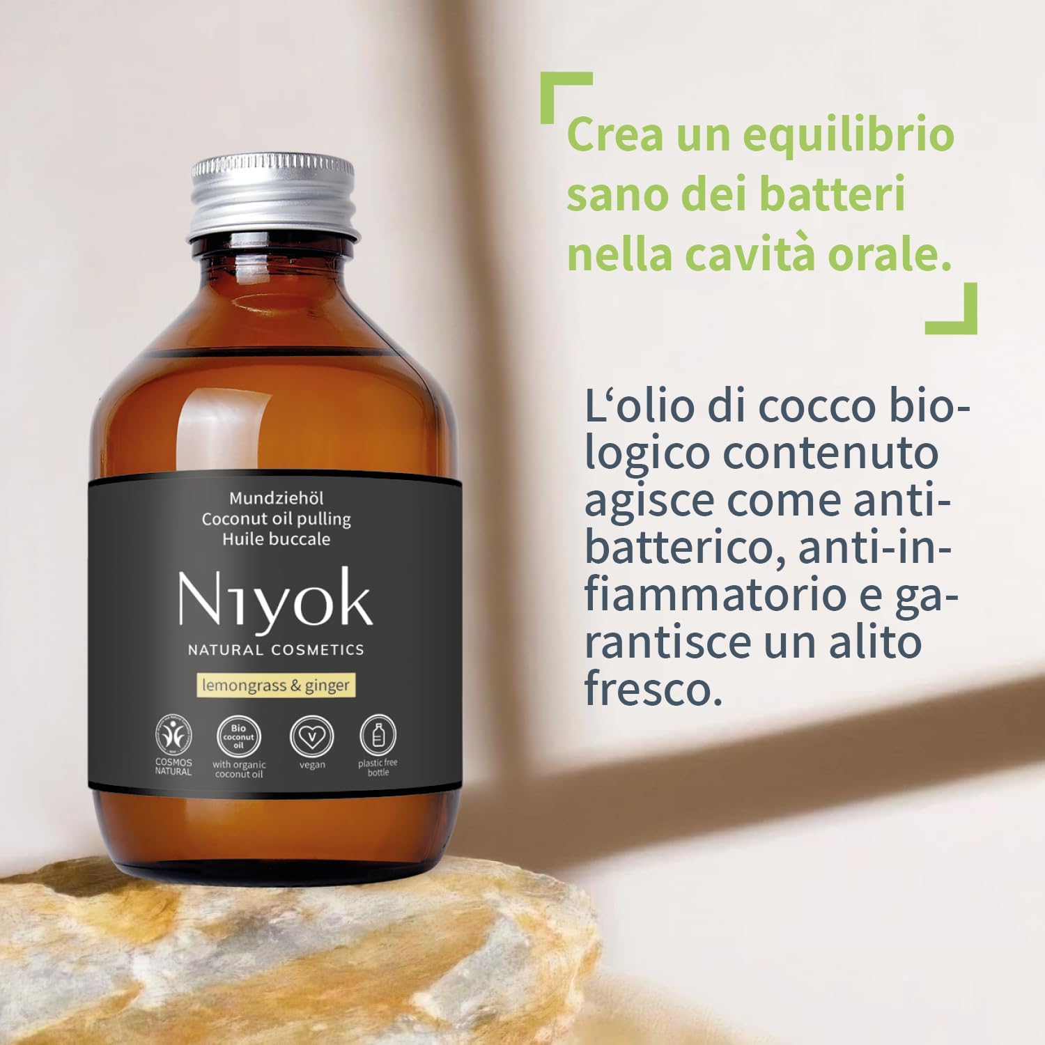 Detalle de Niyok Olio per oil pulling bio Lemongrass & Zenzero – 200 ml