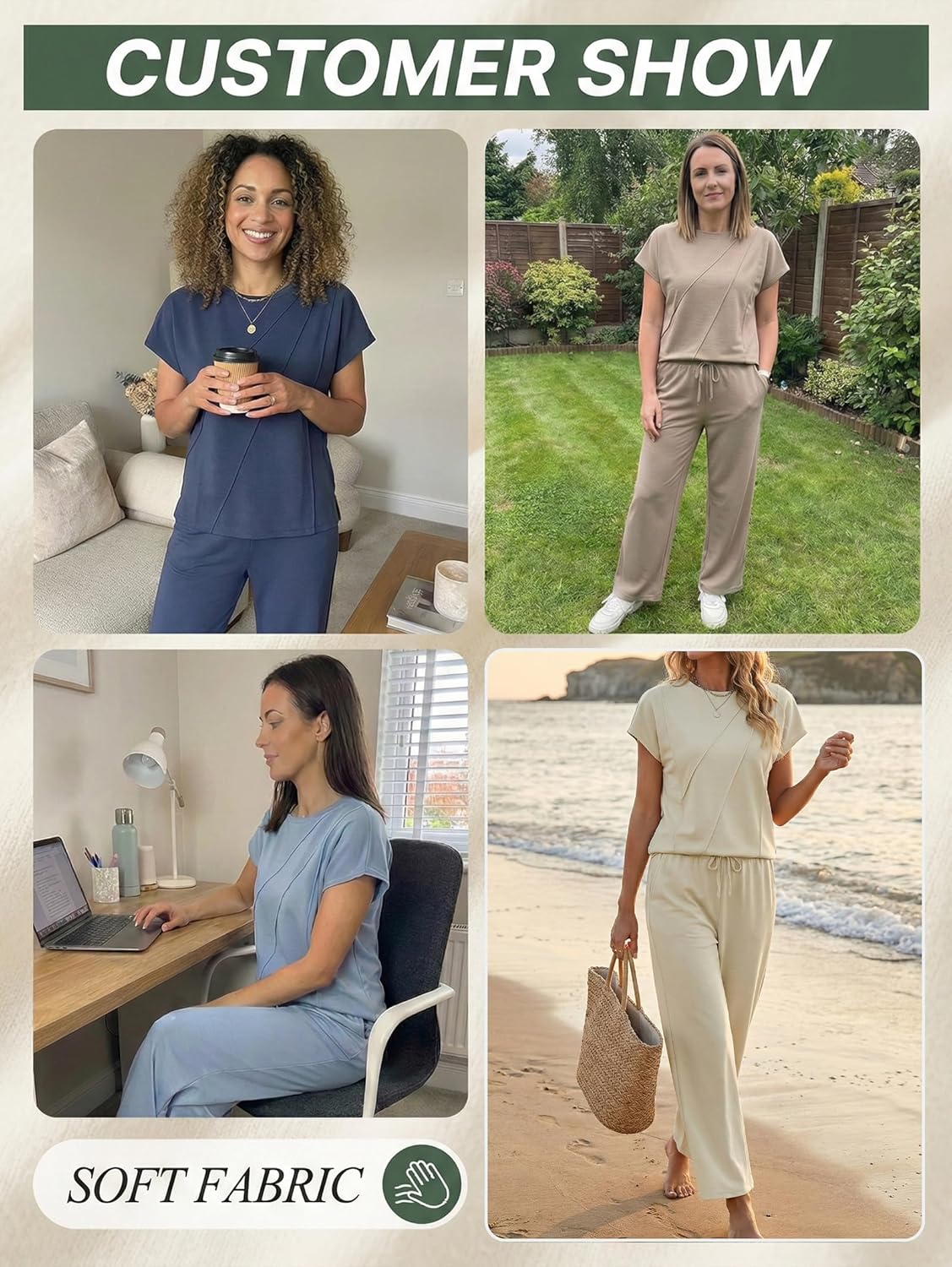 Thumbnail 3 de Famulily Womens Full Set Tracksuit with Pleated Top and Wide Leg Cropped Trousers
