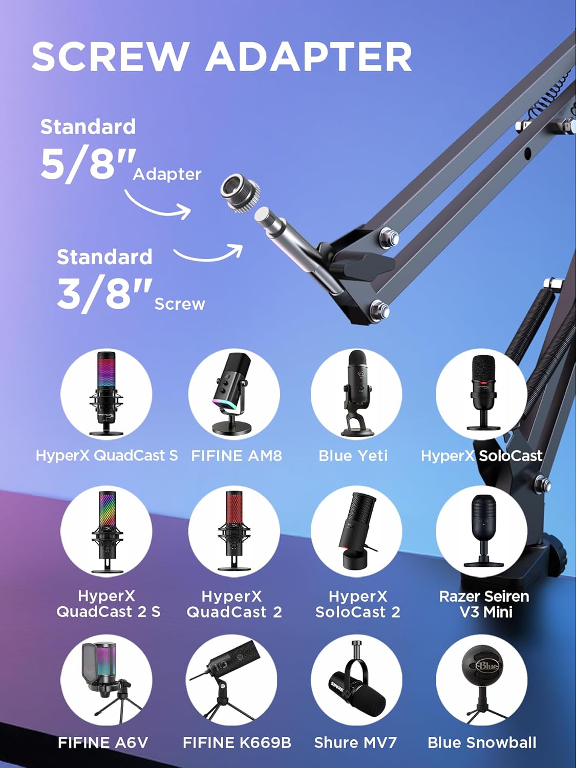 Detalle 2 de InnoGear Boom Arm Microphone Stand for Mic