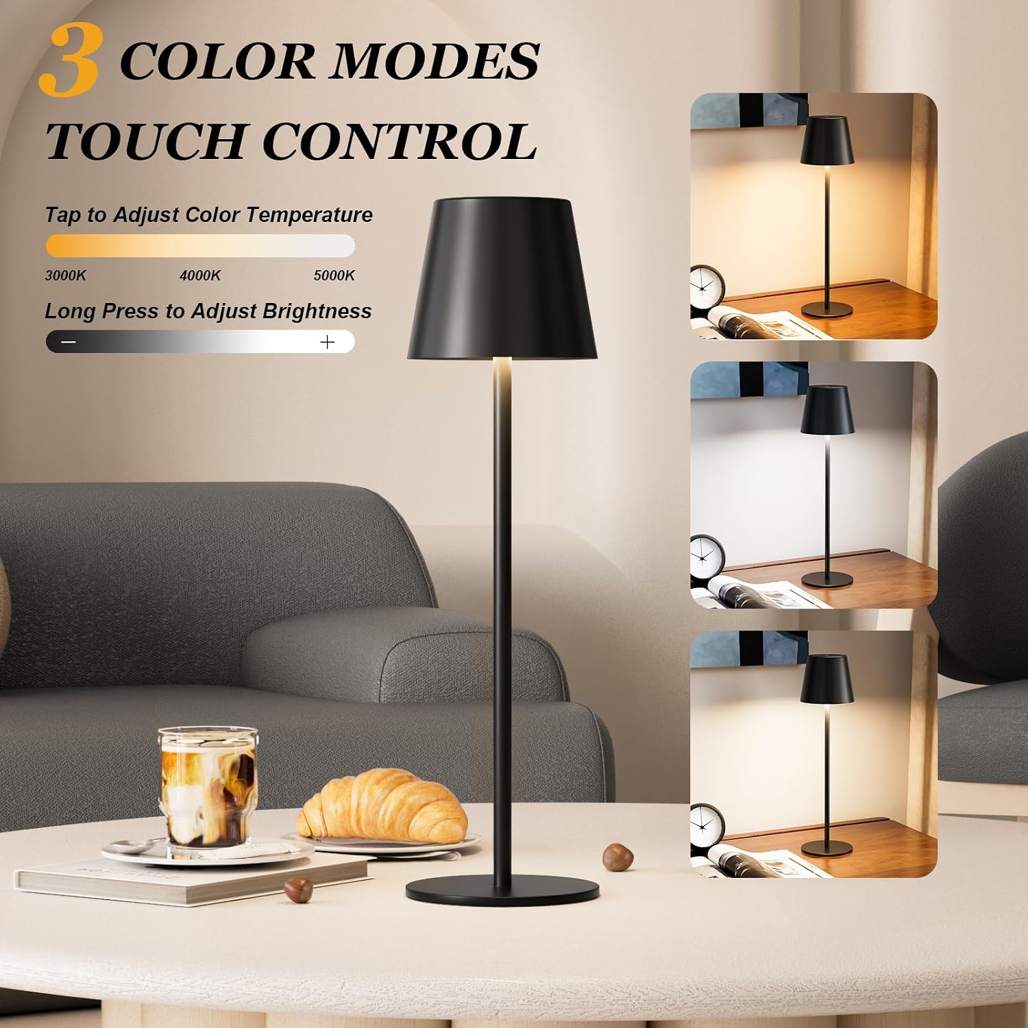 Thumbnail 1 de Kakanuo KK-LED3-01 Rechargeable Table Lamps, 2-Pack with Touch Dimming
