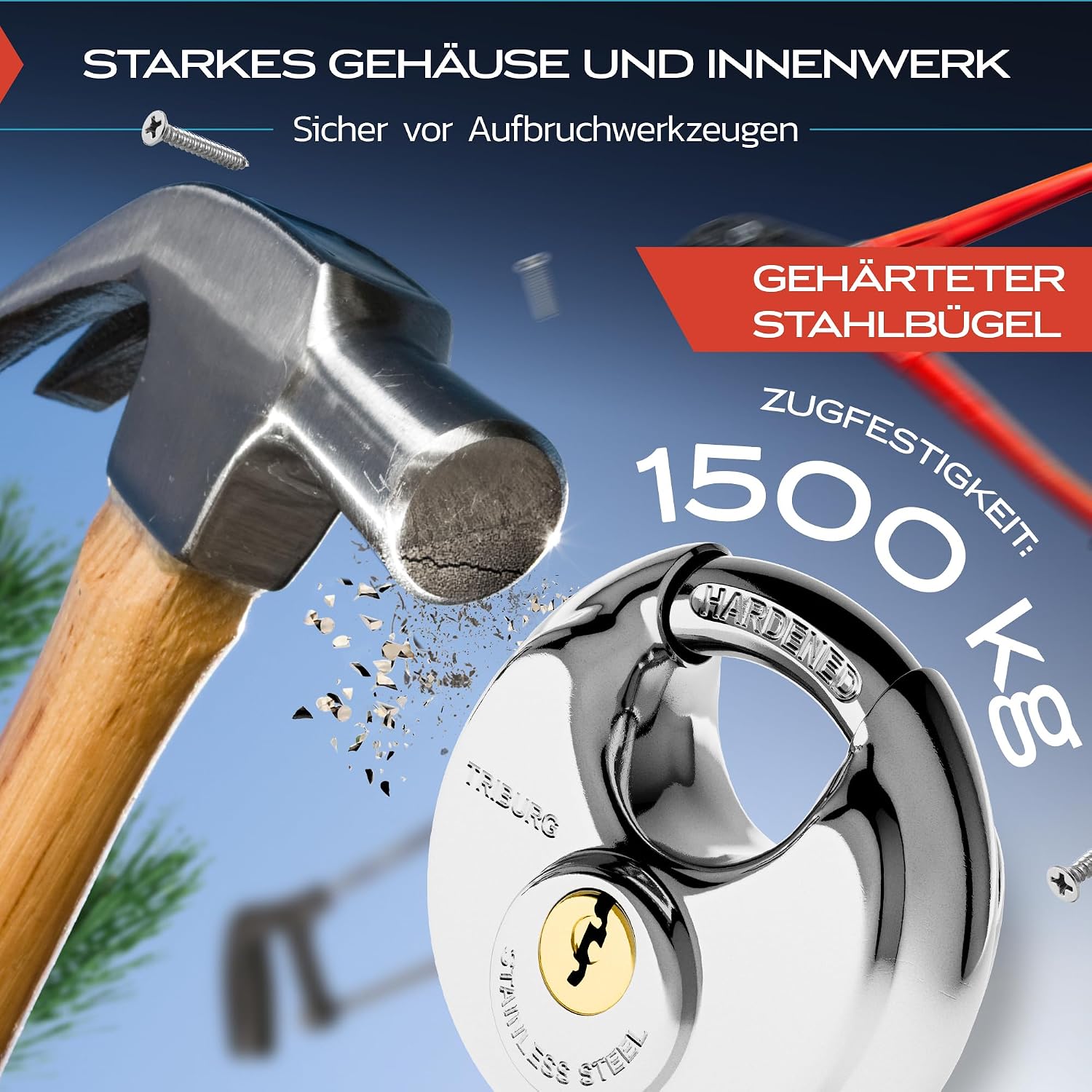Thumbnail 6 de TRIBURG Anhängerschloss inkl. Rundschloss – Versicherungskonform, verzinkt und pulverbeschichtet