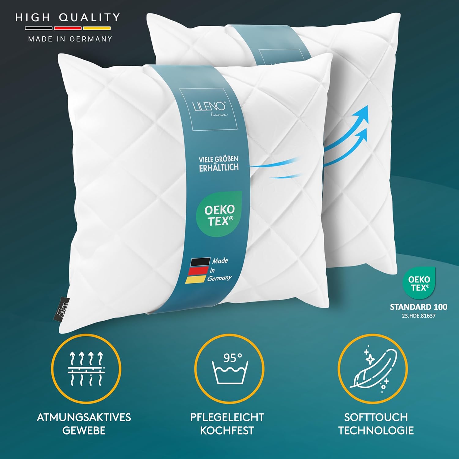 Thumbnail 1 de LILENO HOME 2er Set Kissenfüllung 30 x 30 cm – waschbar bis 95 °C, für Allergiker geeignet