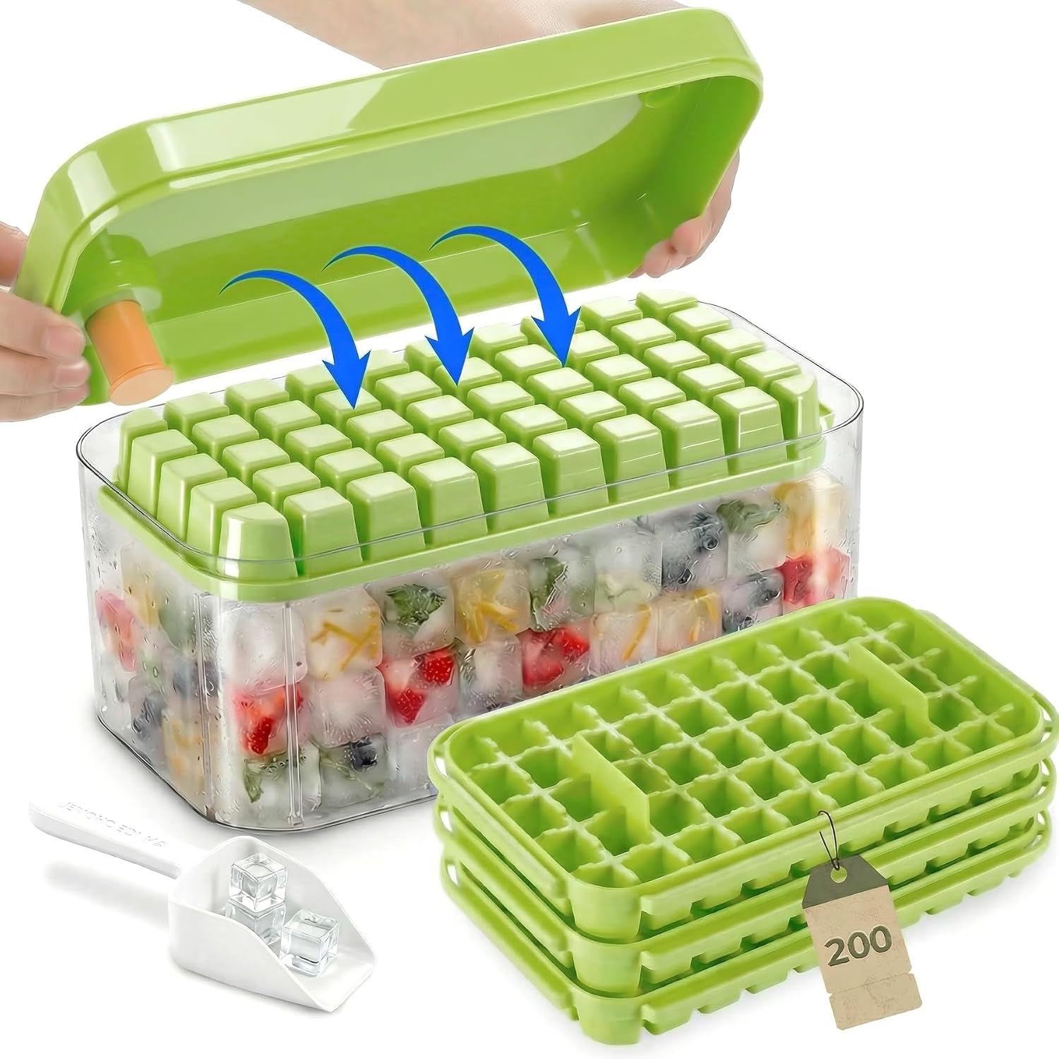 Detalle de Seachrgif IcecB-Lv-001 ijsblokjesvormset met deksel, stapelbaar, tot 200 ijsblokjes