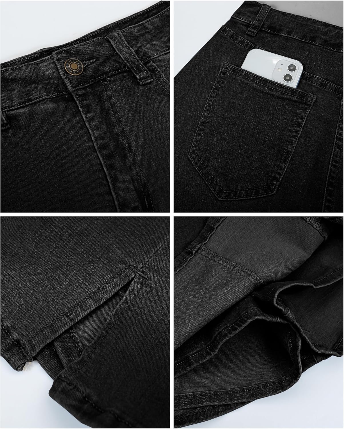 Thumbnail 6 de Vetinee High-Waisted Jean Skorts for Women with Slit & Stretch Denim (Shorts-Backed)