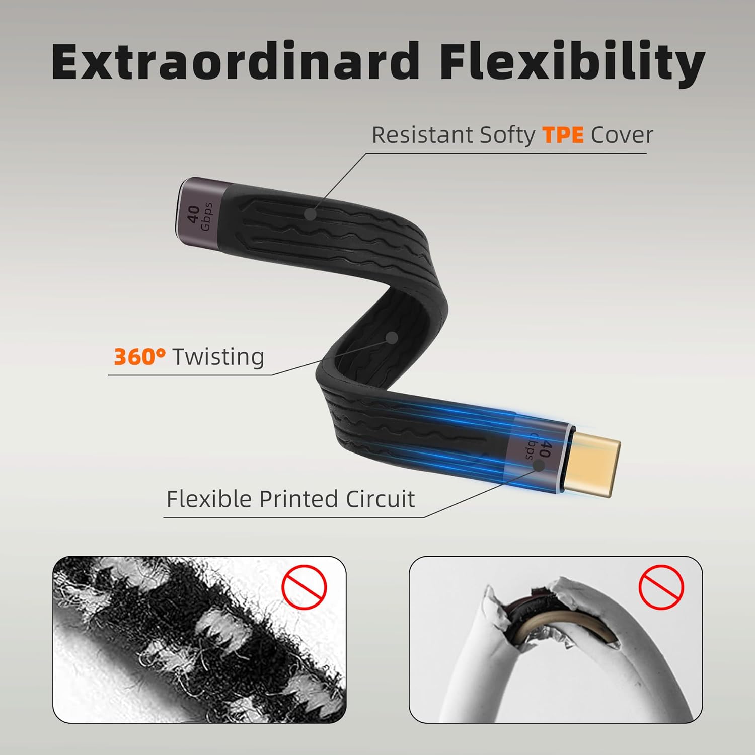 Thumbnail 5 de RIIEYOCA 100W USB-C Extension Cable (Short) – 40Gbps data, PD fast charging and 8K@60Hz video support