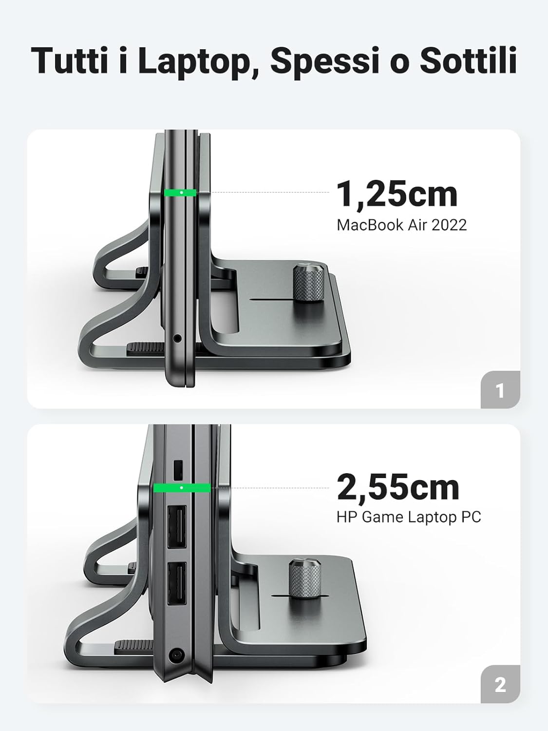 Thumbnail 1 de UGREEN Supporto Verticale per Laptop Regolabile in alluminio (MacBook, notebook e iPad) – grigio