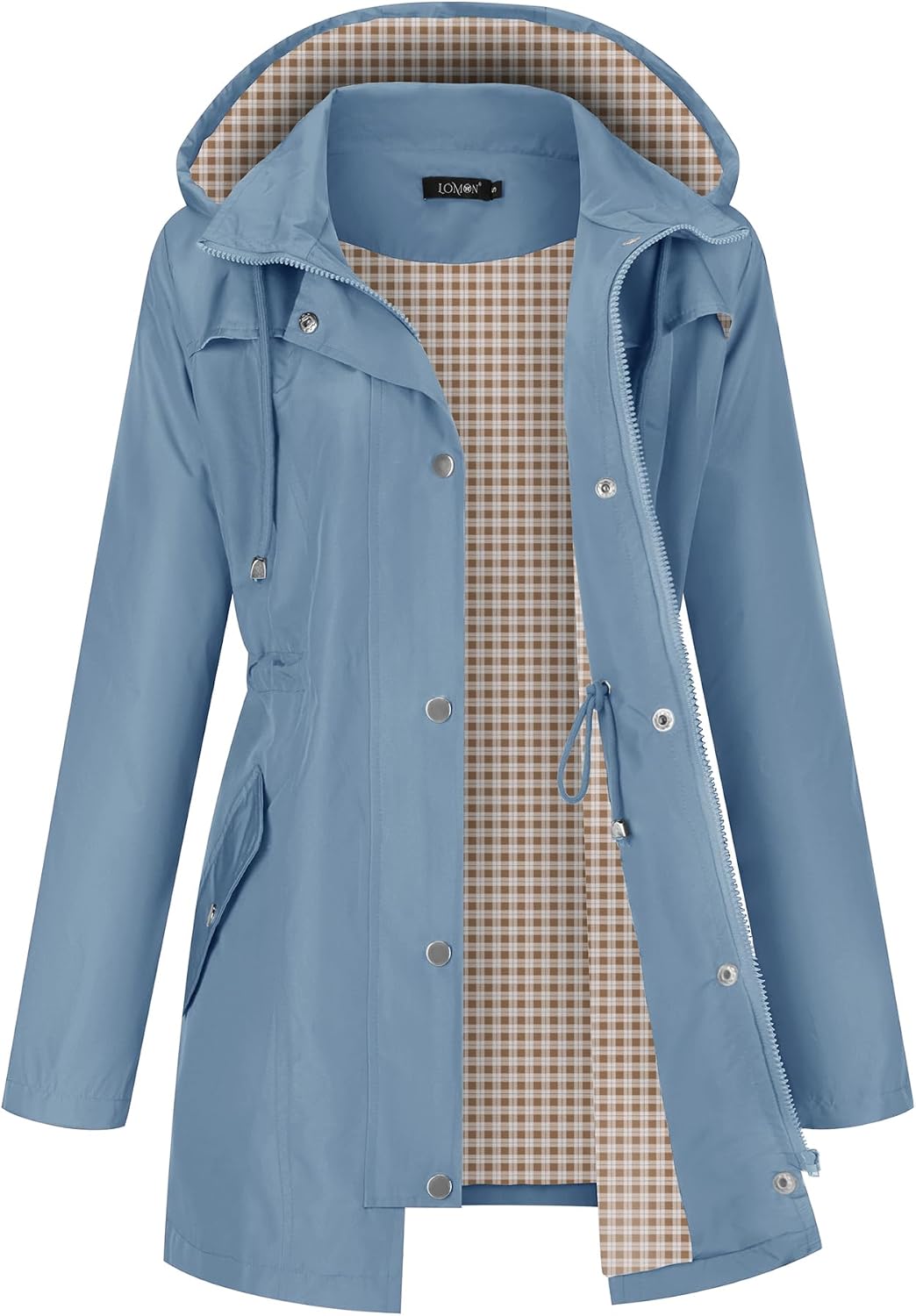Detalle de LOMON Women’s Waterproof Outdoor Hiking Raincoat with Hood (Lined, Lightweight)