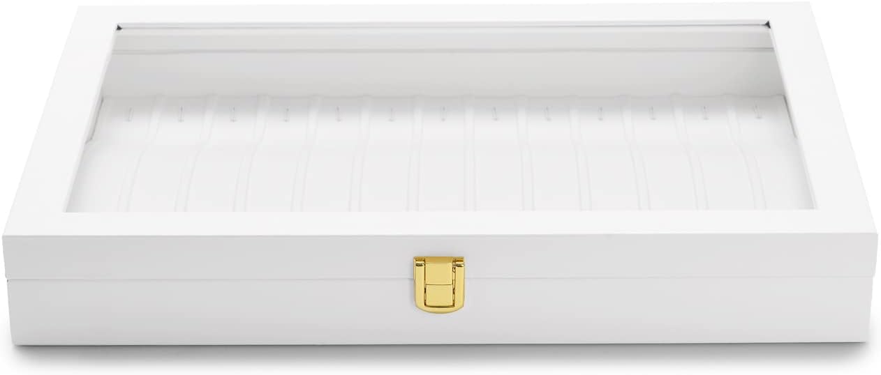 Thumbnail 2 de Papten Bandeja apilable para joyas con tapa de piel, blanca✨