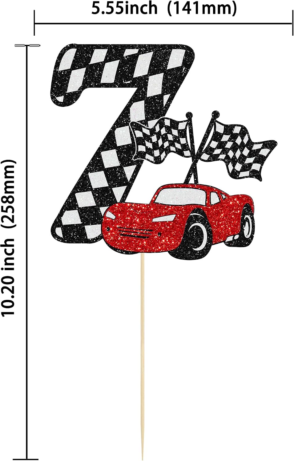 Detalle de Gyufise 7th レースカーケーキトッパー グリッター・チェッカーフラッグテーマ