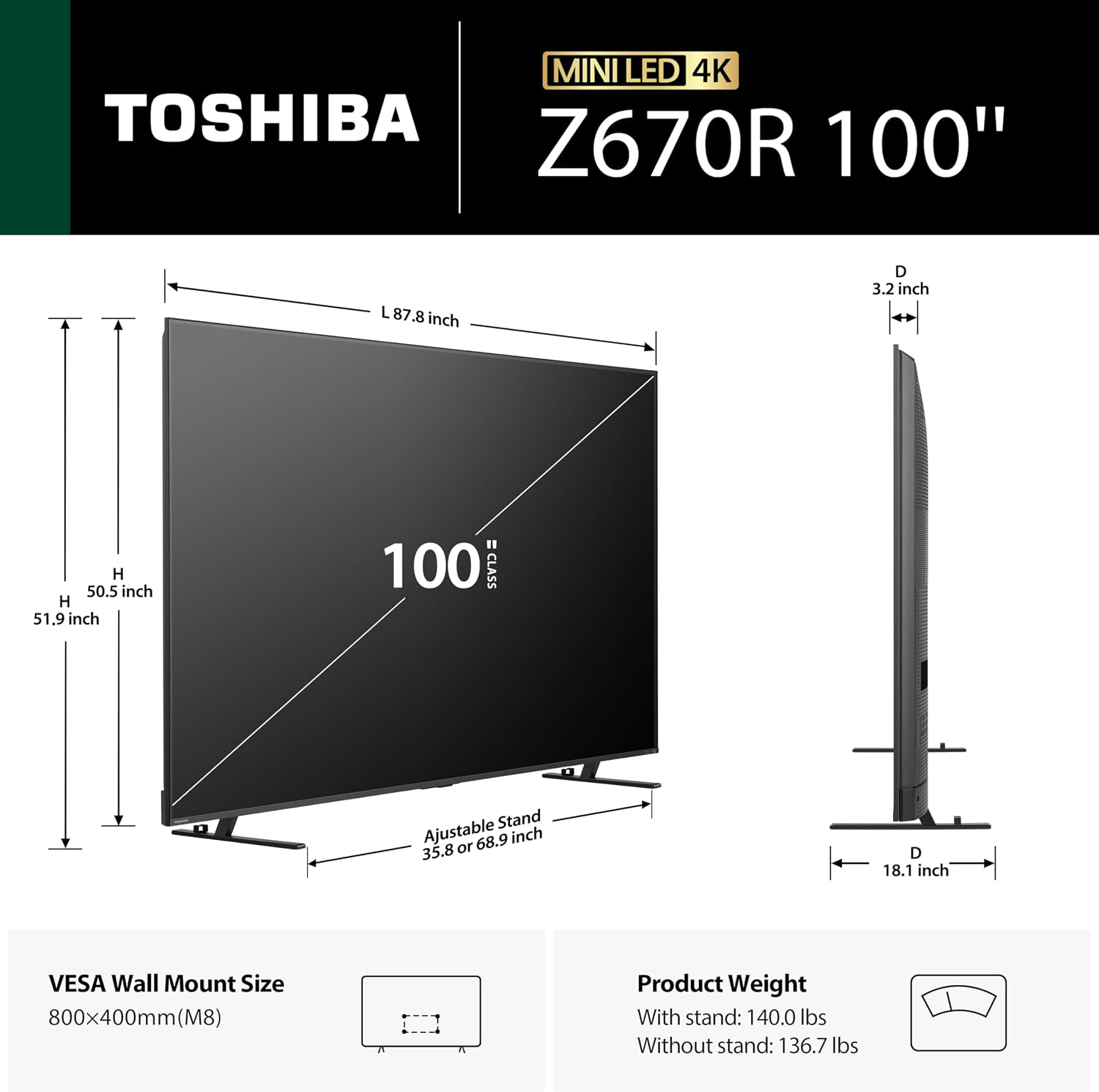 Detalle 2 de Toshiba Mini-LED TV, 100-inch