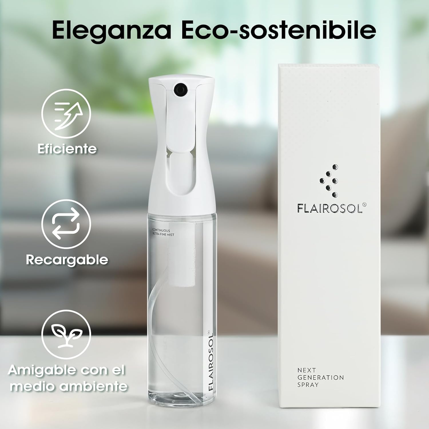 Detalle 2 de FLAIROSOL Flacone Spray Nebulizzatore 300 ml: nebbia ultra-fine per capelli e uso domestico