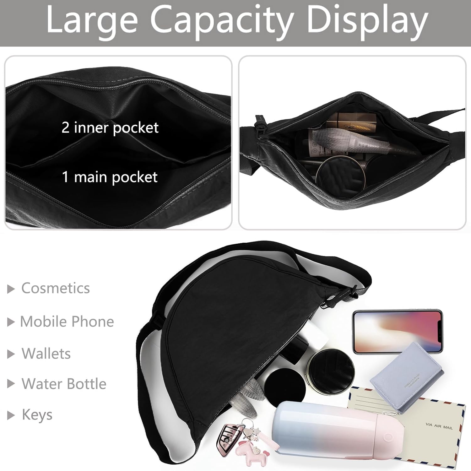 Thumbnail 4 de ANYWN Halbmond Crossbody Bag Damen – leichte, vielseitige Umhängetasche