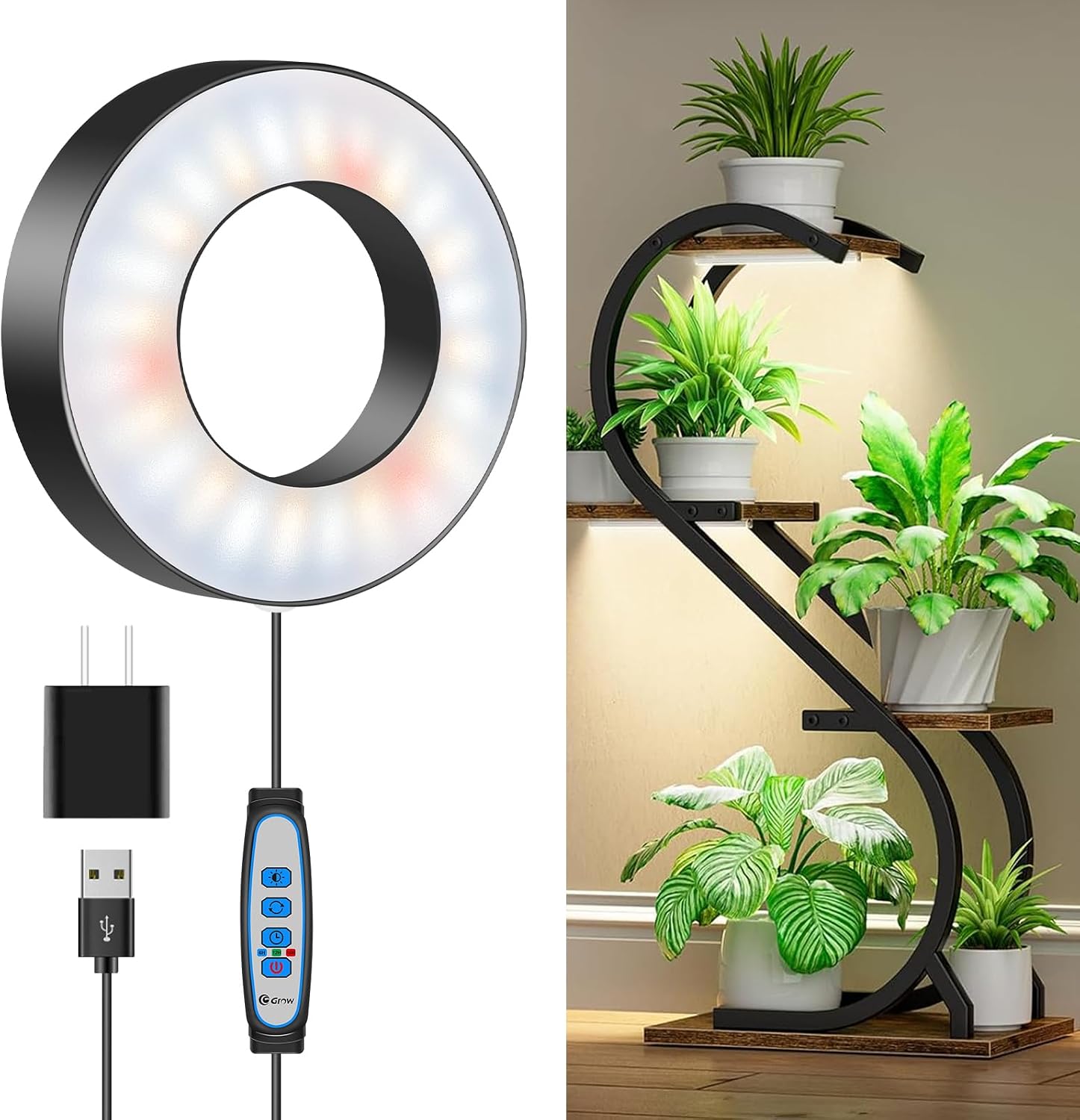 Detalle de Wiaxulay BL-B10A 3.5-Inch Indoor Grow Light, 48 LEDs, Adjustable Brightness