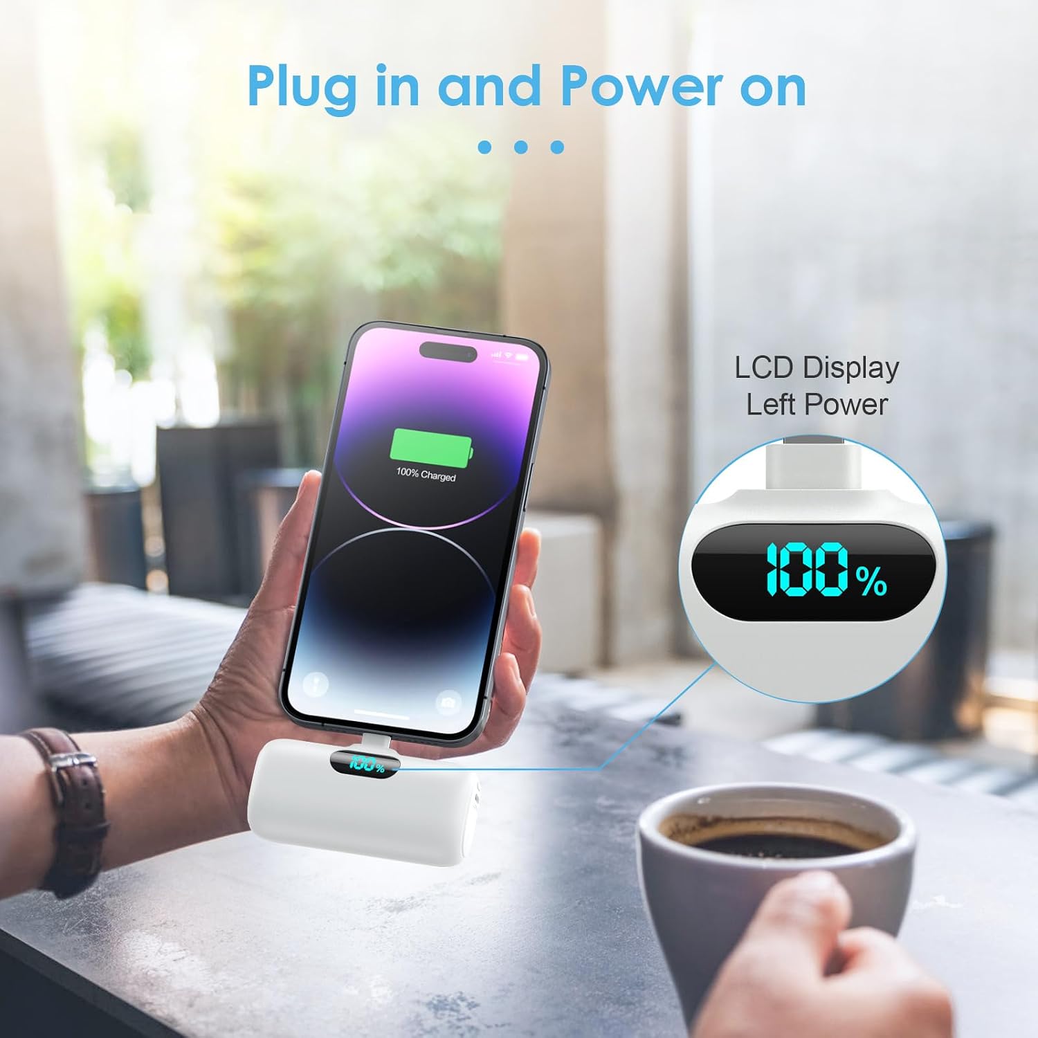Detalle 1 de Feob HX45X2 2-Pack Mini Power Bank for iPhone, 5000mAh Each, Digital Display