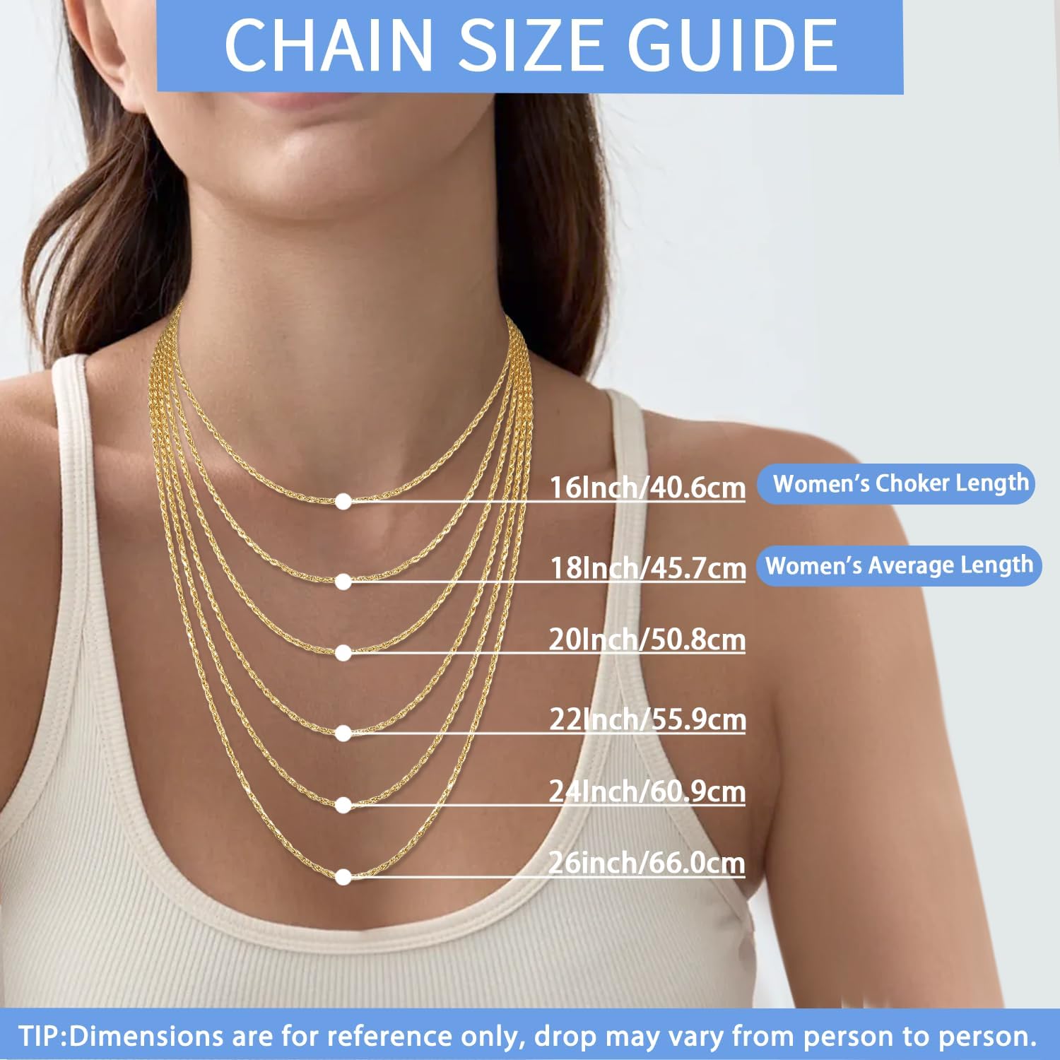 Detalle de Jewlpire Rope Chain Necklace, 1.5mm