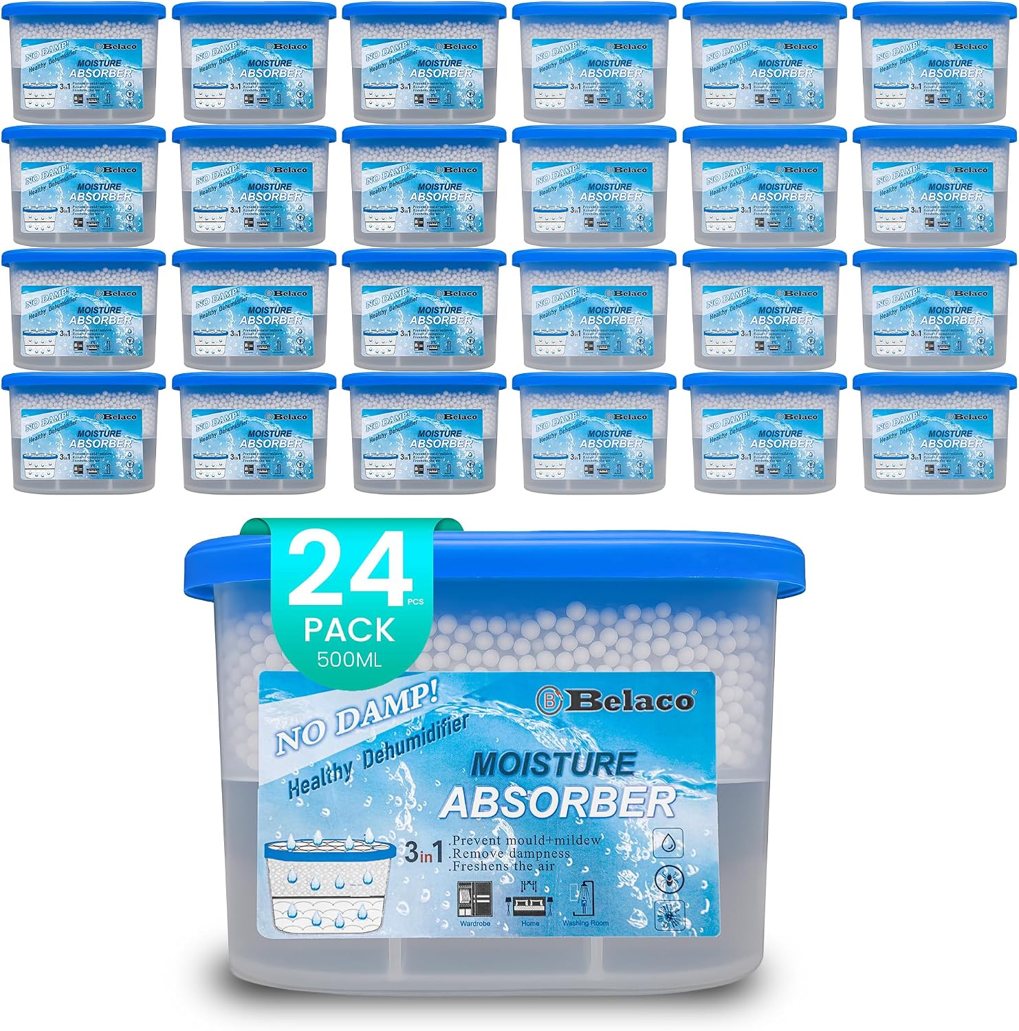 Detalle de Belaco Dehumidifier Pack: Prevent Mould & Mildew, Eliminating Musty Odor